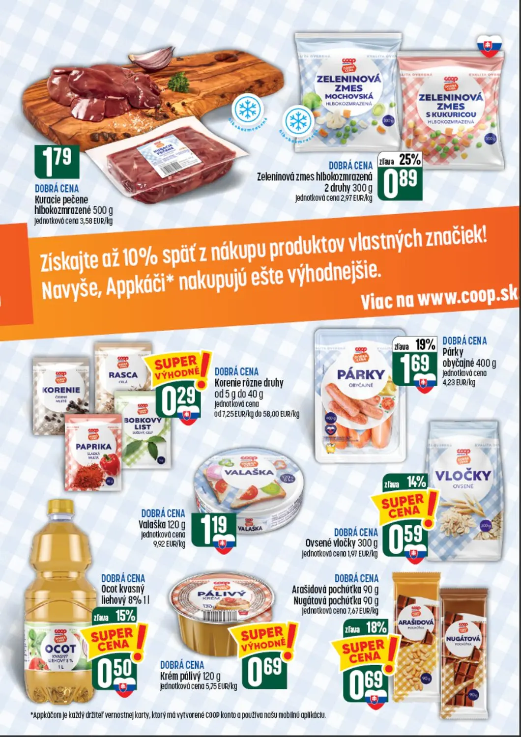 Coop Tempo leták, strana 11 z 64 — Párky obyčajné, Zeleninová zmes hlbokozmrazená 2 druhy, Arašidová pochúťka