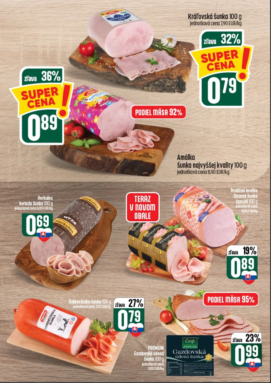 Coop Tempo leták, strana 14 z 64 — Amálka šunka najvyššej kvality, Kráľovská šunka, PREMIUM Gazdovská údená šunka
