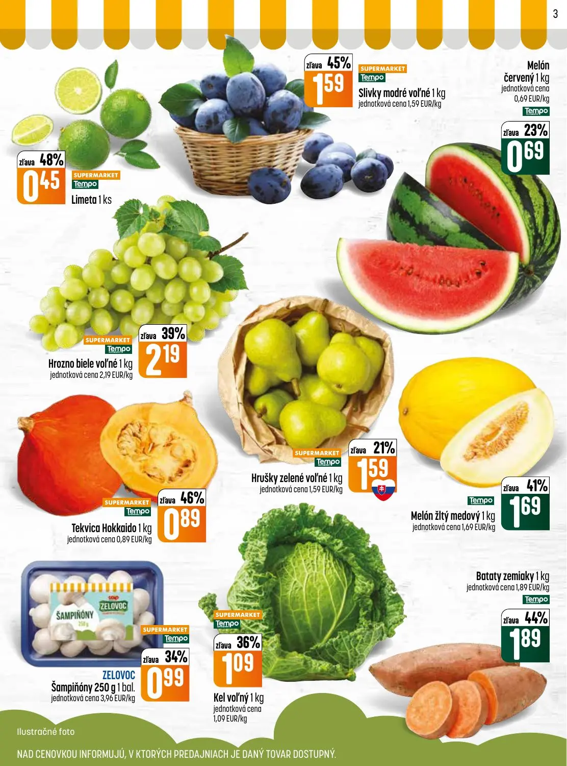 Coop Jednota leták, strana 3 z 32 — Bataty zemiaky, Hrozno biele voľné, Slivky modré voľné