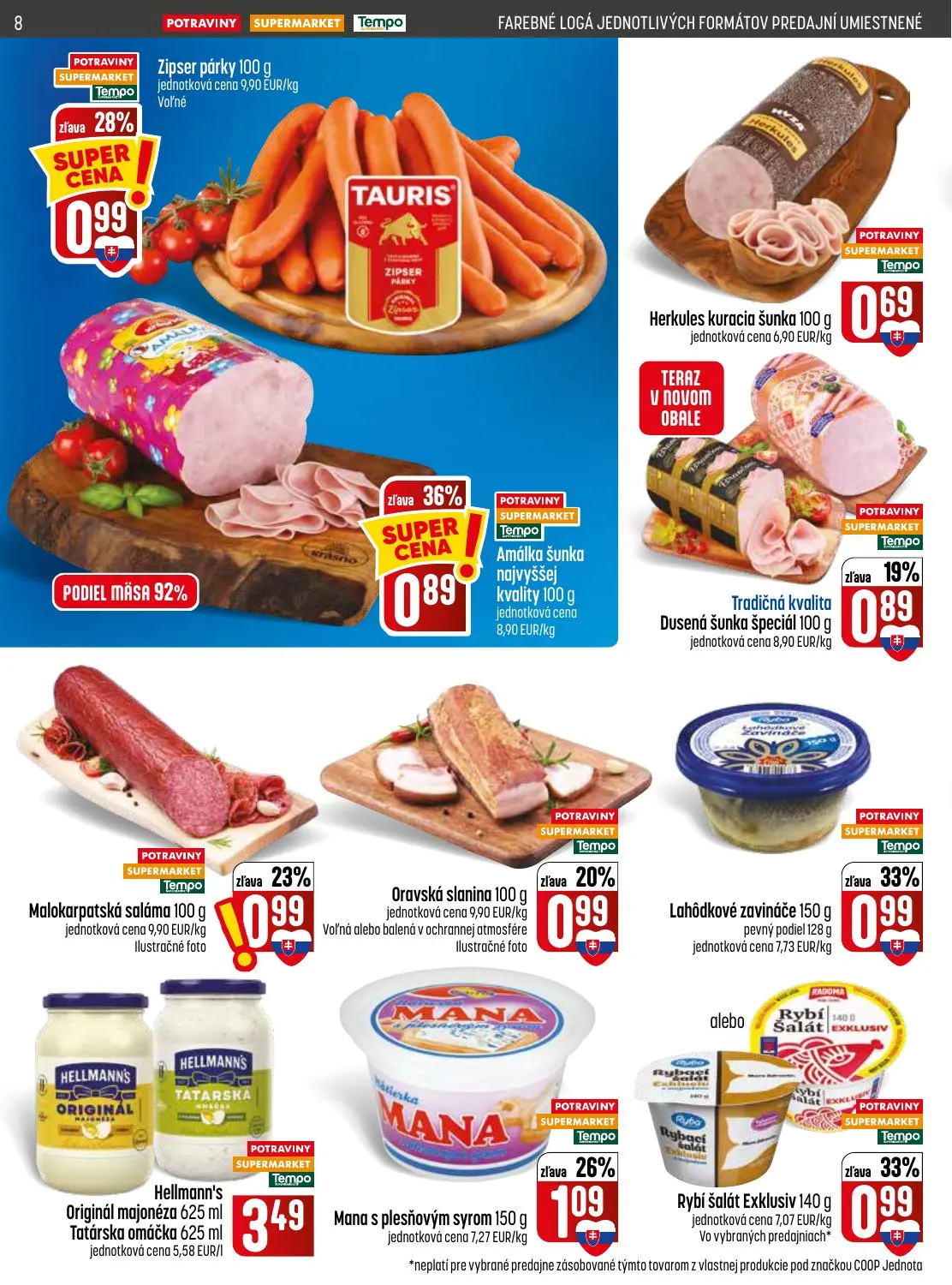 Coop Jednota leták, strana 8 z 32 — Amálka šunka najvyššej kvality, Lahôdkové zavináče, Rybí šalát Exklusiv