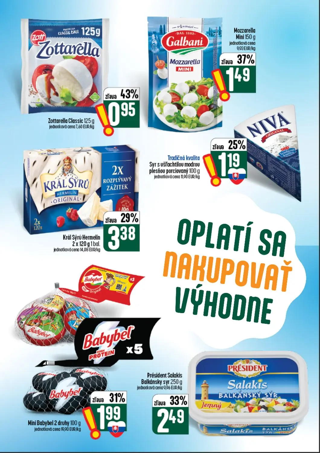 Coop Tempo leták, strana 23 z 64 — Král Sýrú Hermelín, Président Salakis Balkánsky syr, Mini Babybel 2 druhy