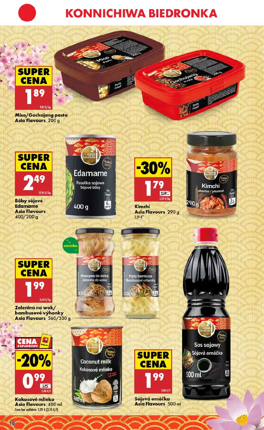 Biedronka leták, strana 18 z 48 — Kokosové mlieko Asia Flavours, Sójová omáčka Asia Flavours