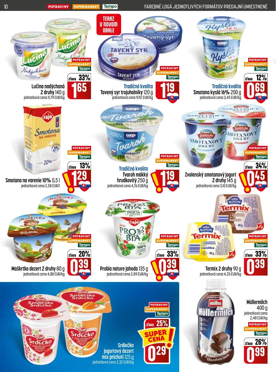 Coop Jednota leták, strana 10 z 32 — Lučina nadýchaná, Müllermilch, Zvolenský smotanový jogurt