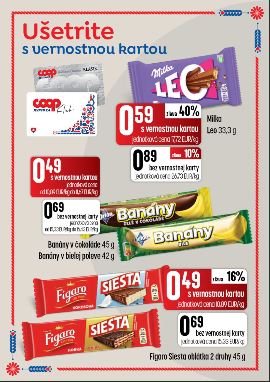 Coop Tempo leták, strana 33 z 64 — Milka Leo, Banány v čokoláde, Banány v bielej poleve