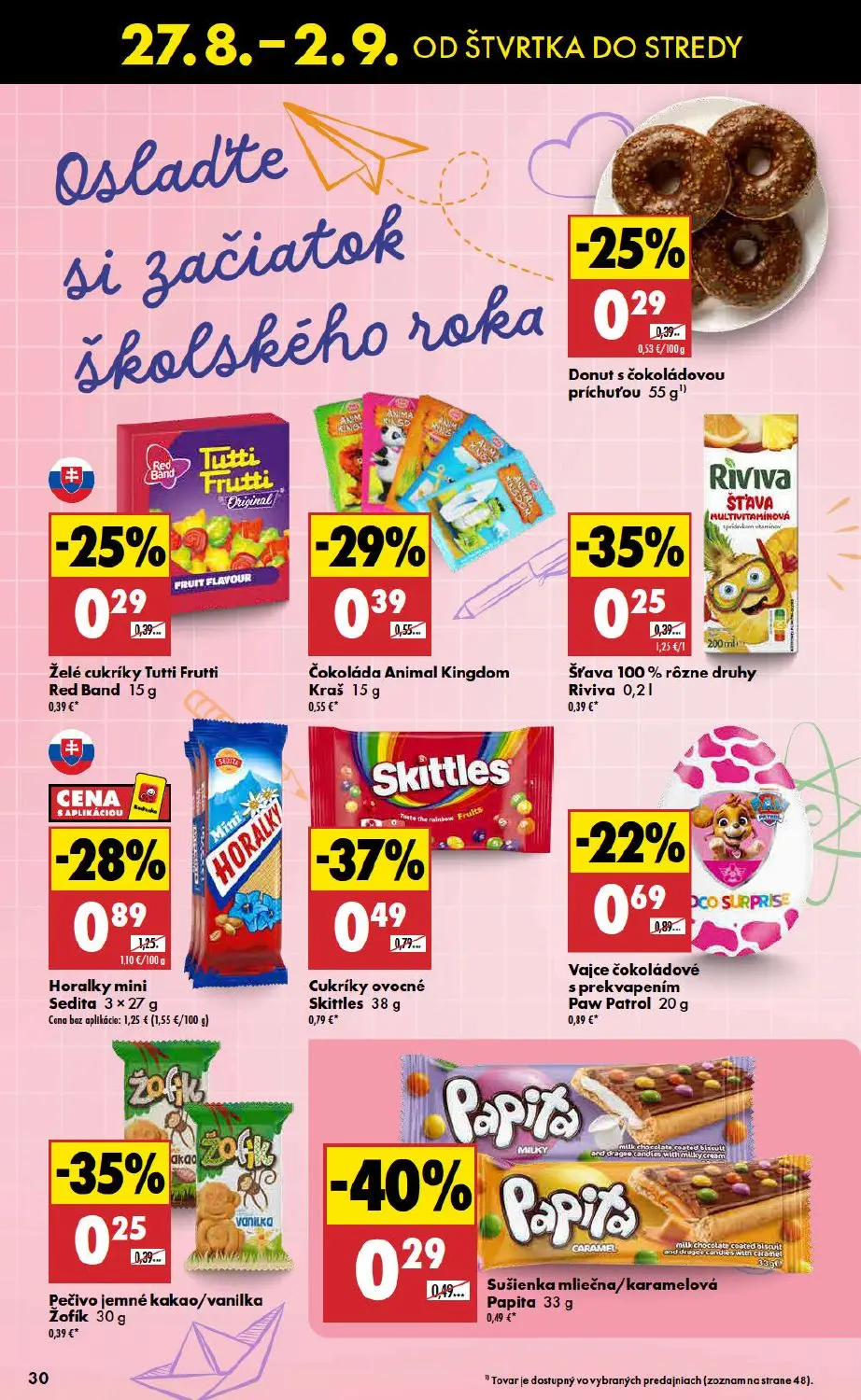 Biedronka leták, strana 30 z 48 — Horalky mini Sedita, Sušienka mliečna/karamelová Papita