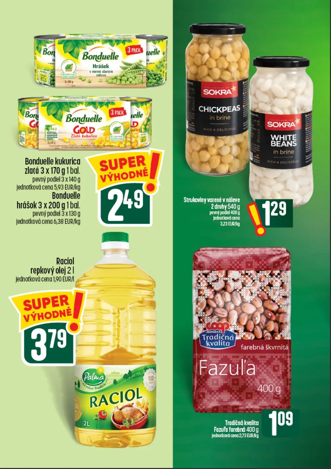 Coop Tempo leták, strana 38 z 64 — Bonduelle kukurica zlatá, Bonduelle hrášok, Strukoviny varené v náleve