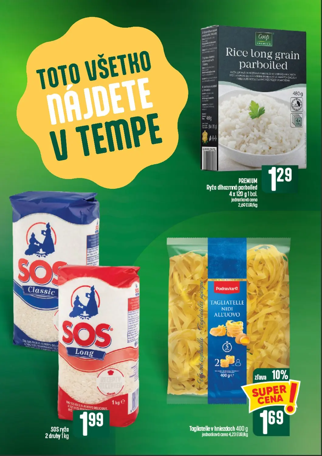 Coop Tempo leták, strana 39 z 64 — Tagliatelle v hniezdach, Ryža dlhozrnná parboiled, SOS ryža