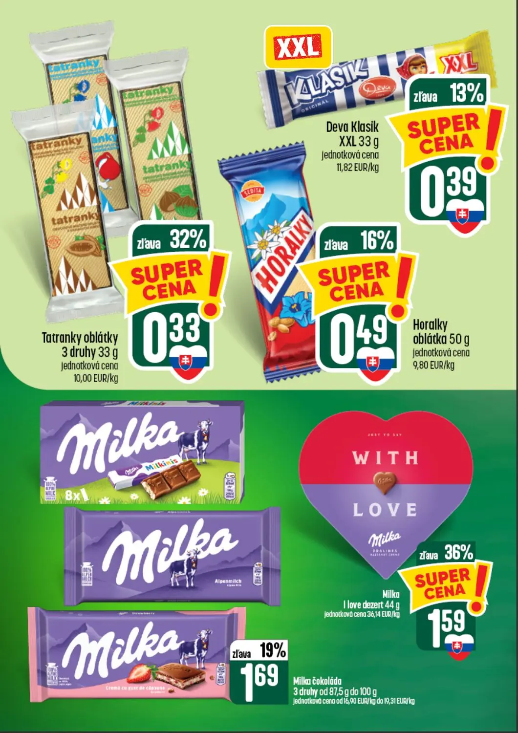 Coop Tempo leták, strana 40 z 64 — Milka I love dezert, Milka čokoláda 3 druhy, Tatranky oblátky 3 druhy