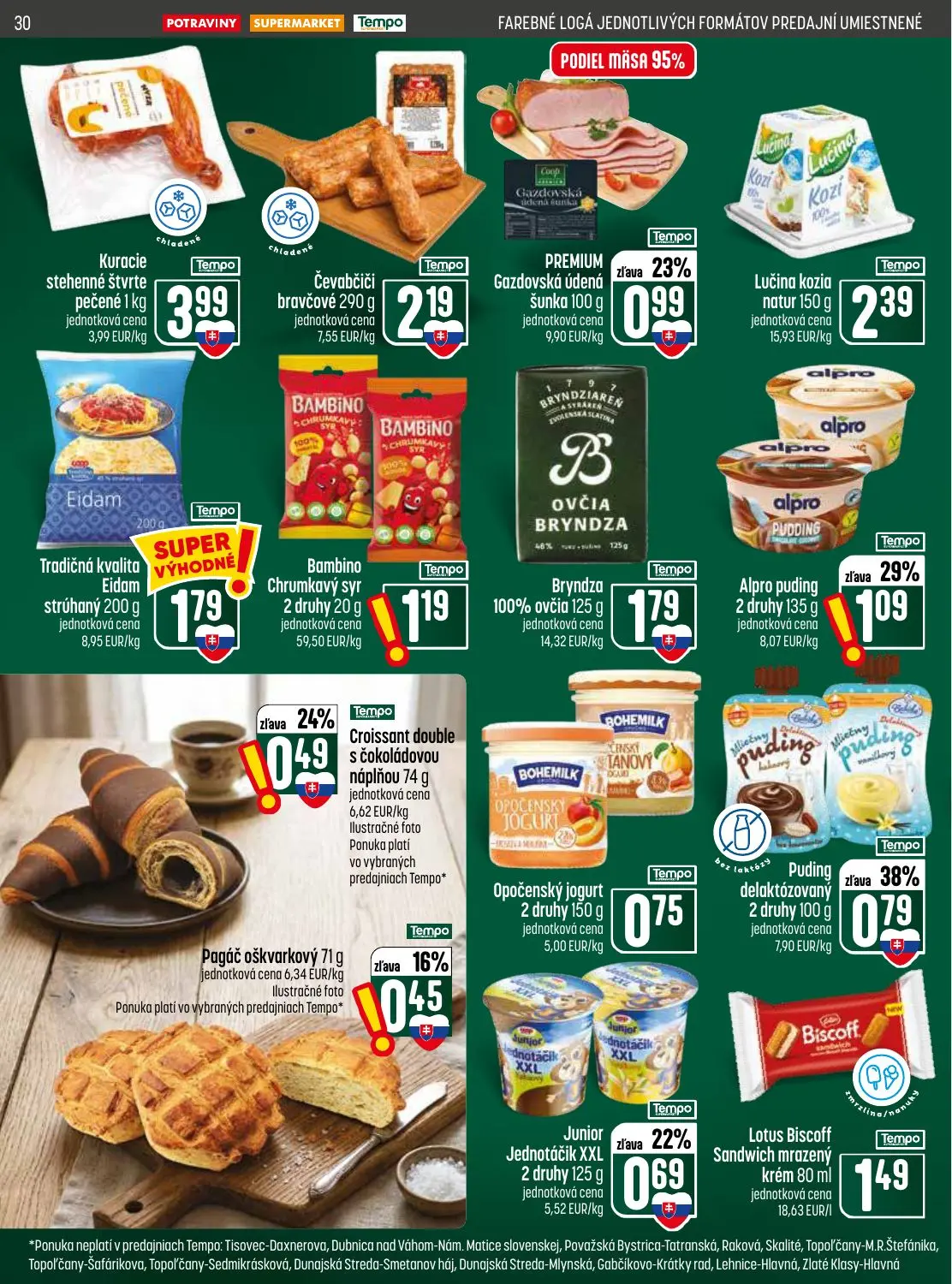 Coop Jednota leták, strana 30 z 32 — Puding delaktózovaný, Alpro puding, PREMIUM Gazdovská údená šunka