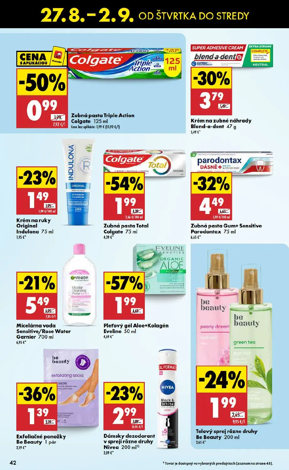Biedronka leták, strana 42 z 48 — Zubná pasta Total Colgate, Dámsky dezodorant v spreji rôzne druhy Nivea