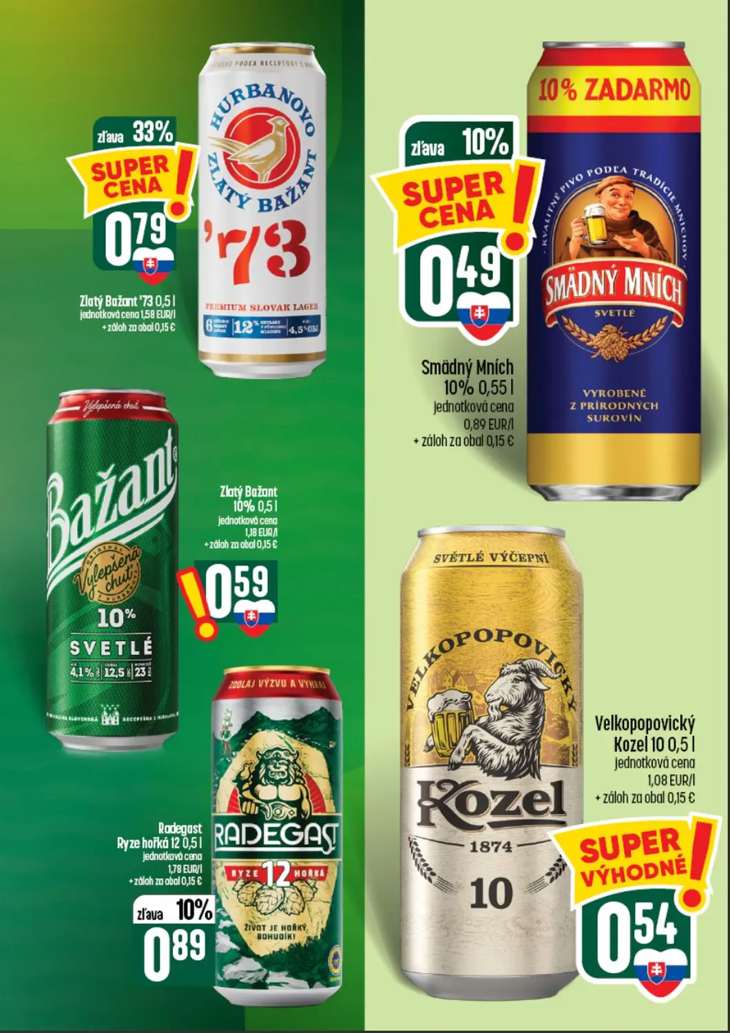 Coop Tempo leták, strana 53 z 64 — Zlatý Bažant '73, Radegast Ryze hořká 12, Smädný Mních
