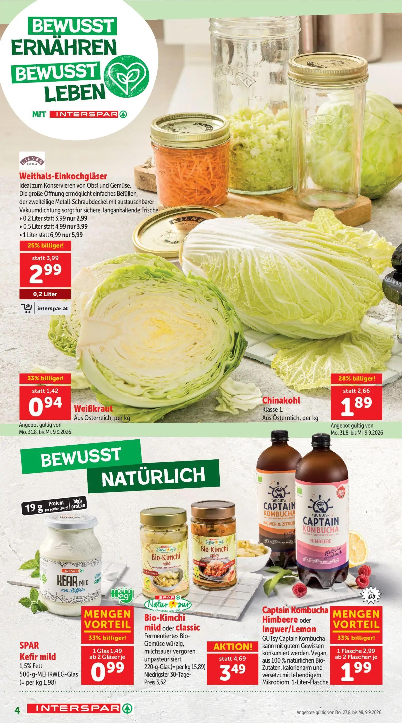 Interspar Prospekt, Seite 4 von 20 — Bio-Kimchi mild oder classic, Weithals-Einkochgläser, Chinakohl