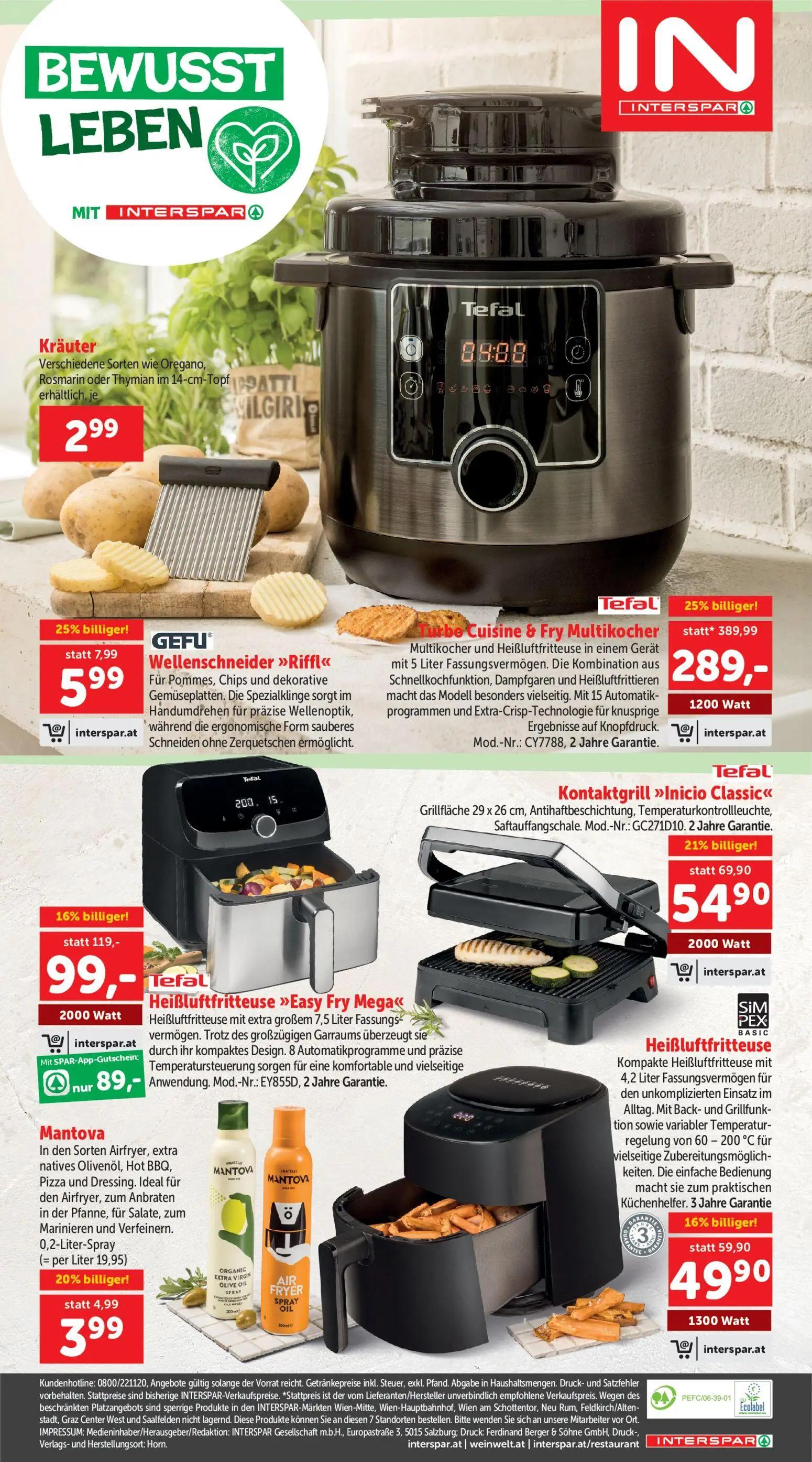 Interspar Prospekt, Seite 20 von 20 — Tefal Turbo Cuisine & Fry Multikocher, Heißluftfritteuse »Easy Fry Mega«, Kontaktgrill…
