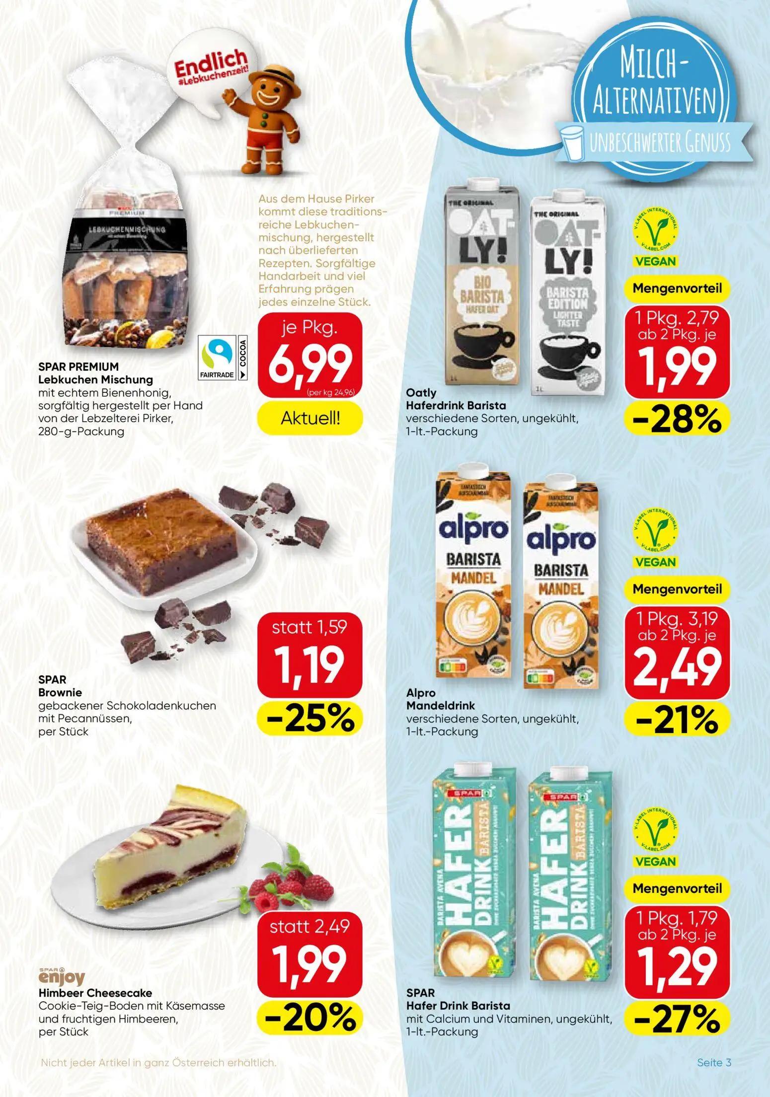 Spar Gourmet Prospekt, Seite 3 von 12 — Oatly Haferdrink Barista verschiedene Sorten, ungekühlt, 1-lt.-Packung, Alpro Mandel…