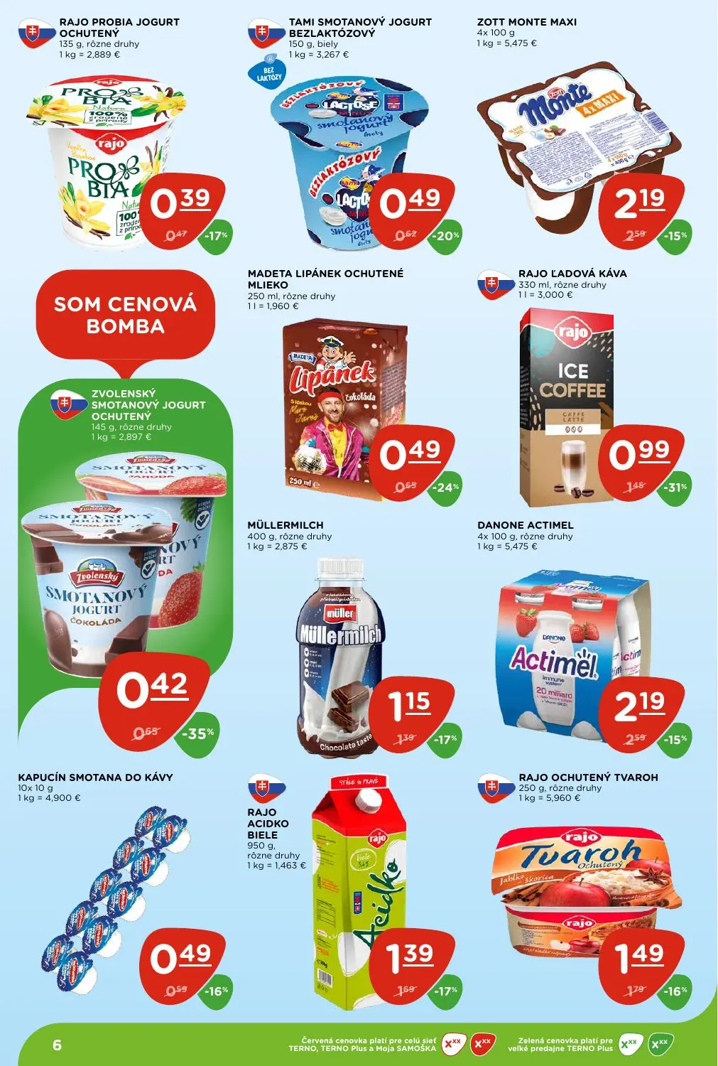 Terno leták, strana 6 z 29 — RAJO ĽADOVÁ KÁVA, ZOTT MONTE MAXI, DANONE ACTIMEL