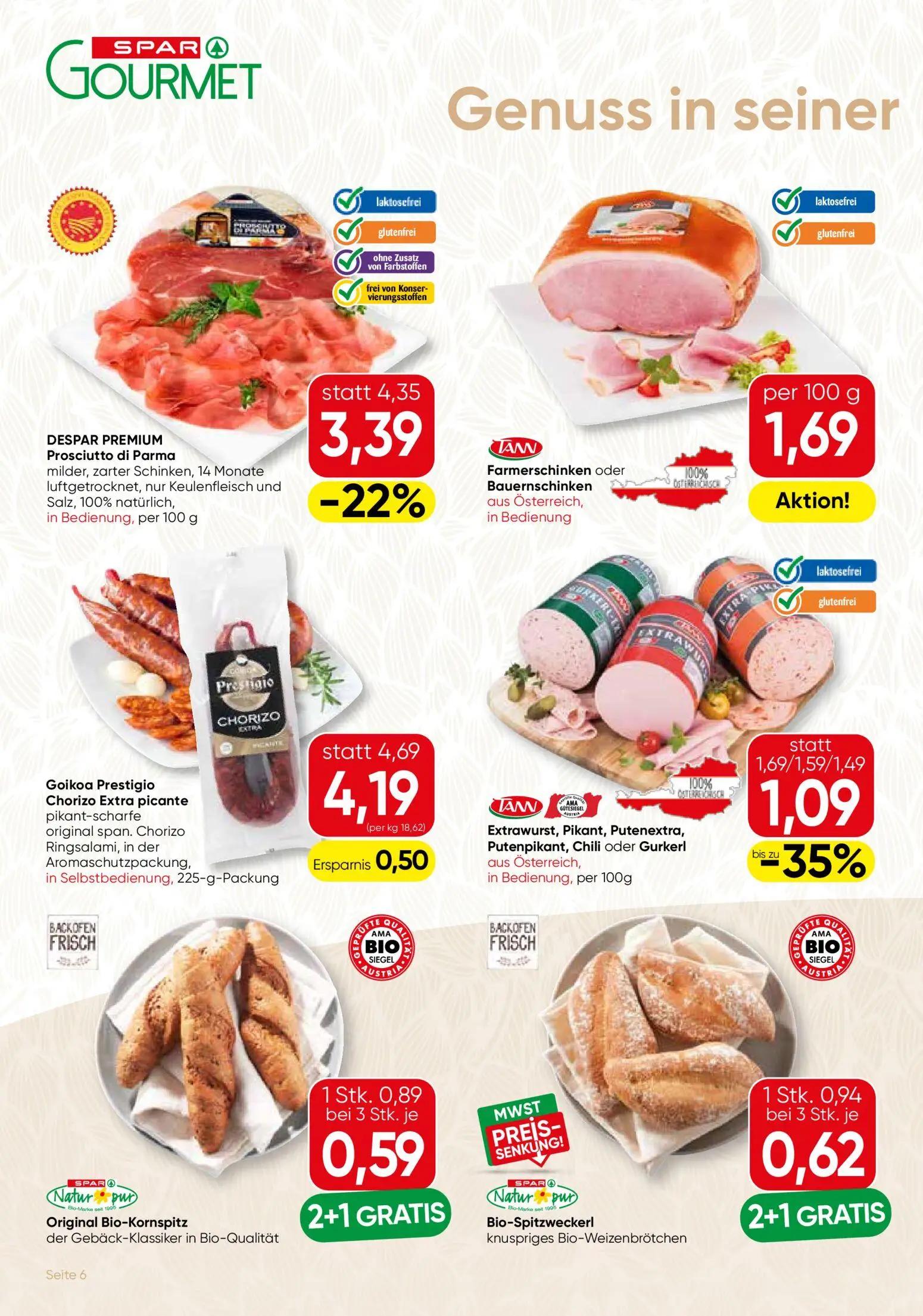 Spar Gourmet Prospekt, Seite 6 von 12 — DESPAR PREMIUM Prosciutto di Parma, TANN Extrawurst, Pikant, Putenextra, Putenpikant…