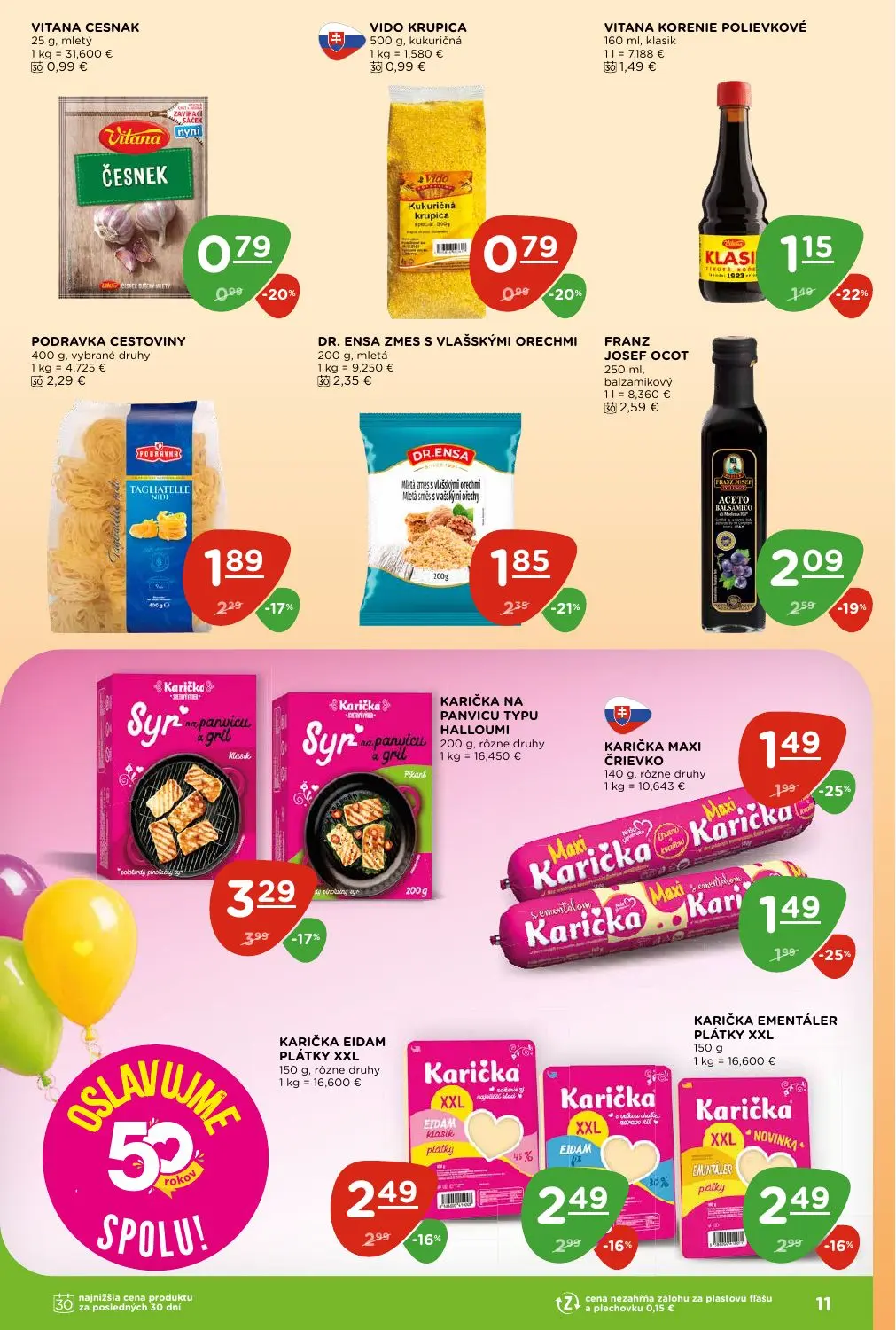 Terno leták, strana 11 z 29 — KARIČKA NA PANVICU TYPU HALLOUMI, DR. ENSA ZMES S VLAŠSKÝMI ORECHMI, FRANZ JOSEF OCOT