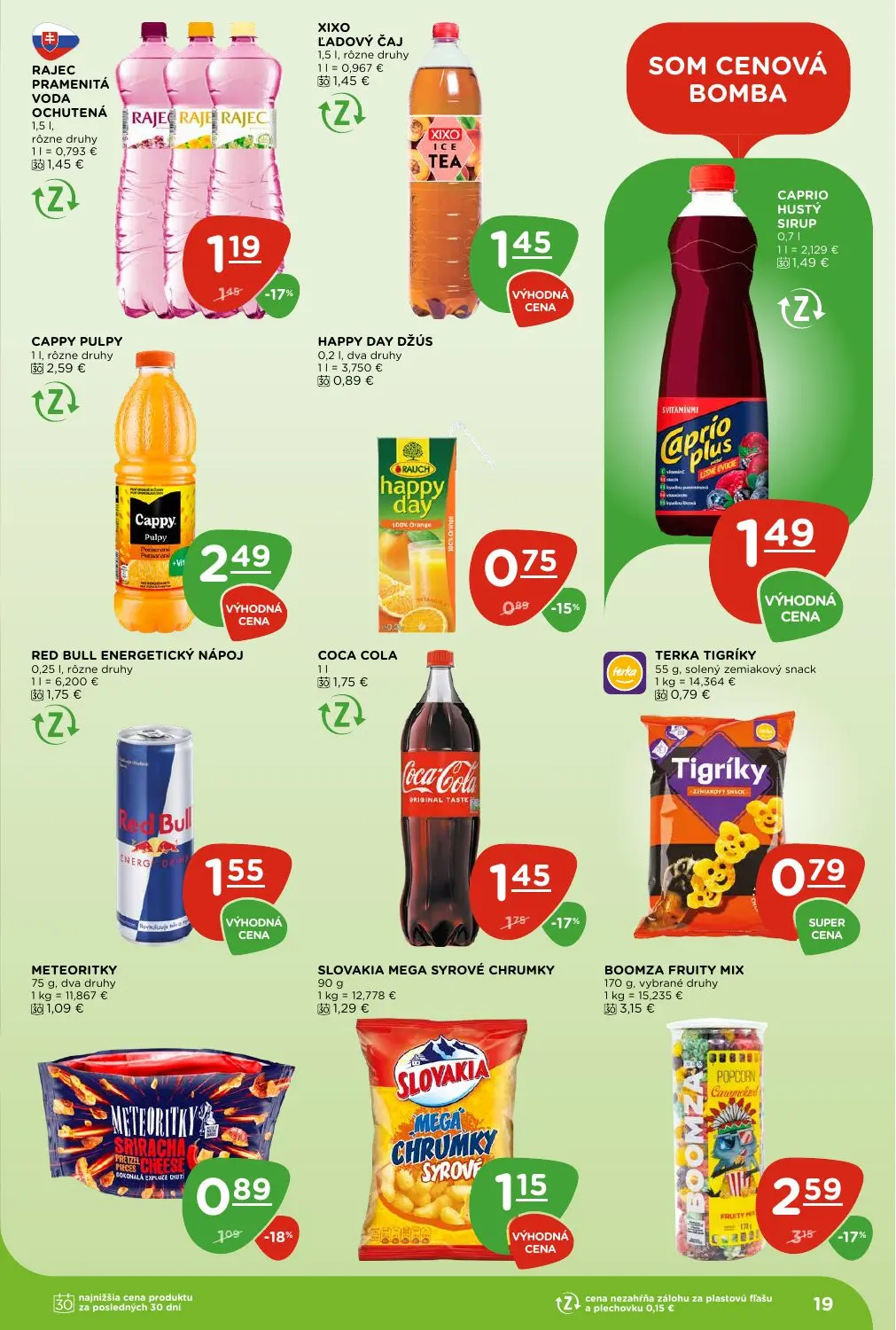 Terno leták, strana 19 z 29 — BOOMZA FRUITY MIX, COCA COLA, RAJEC PRAMENITÁ VODA OCHUTENÁ