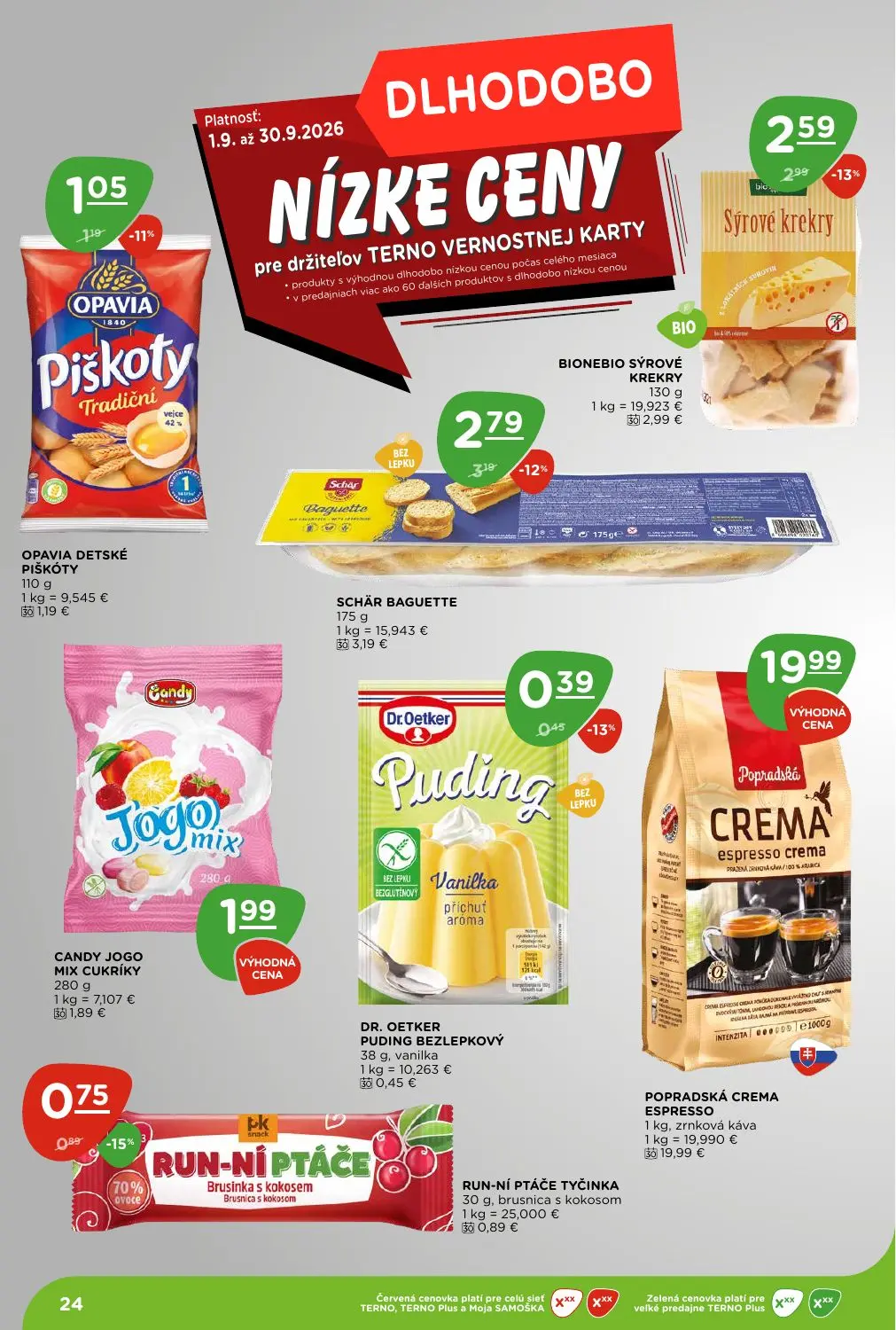 Terno leták, strana 24 z 29 — BIONEBIO SÝROVÉ KREKRY, SCHÄR BAGUETTE, OPAVIA DETSKÉ PIŠKÓTY