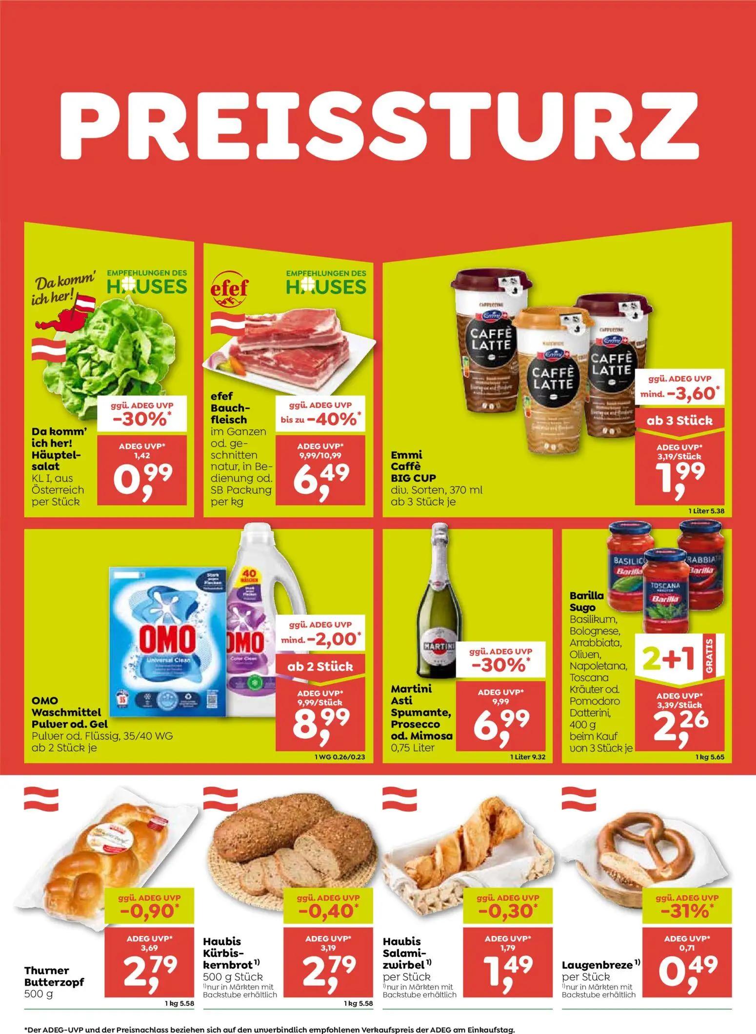 ADEG Prospekt, Seite 2 von 8 — efef Bauchfleisch im Ganzen od. geschnitten natur, Martini Asti Spumante, Prosecco od. Mimosa…