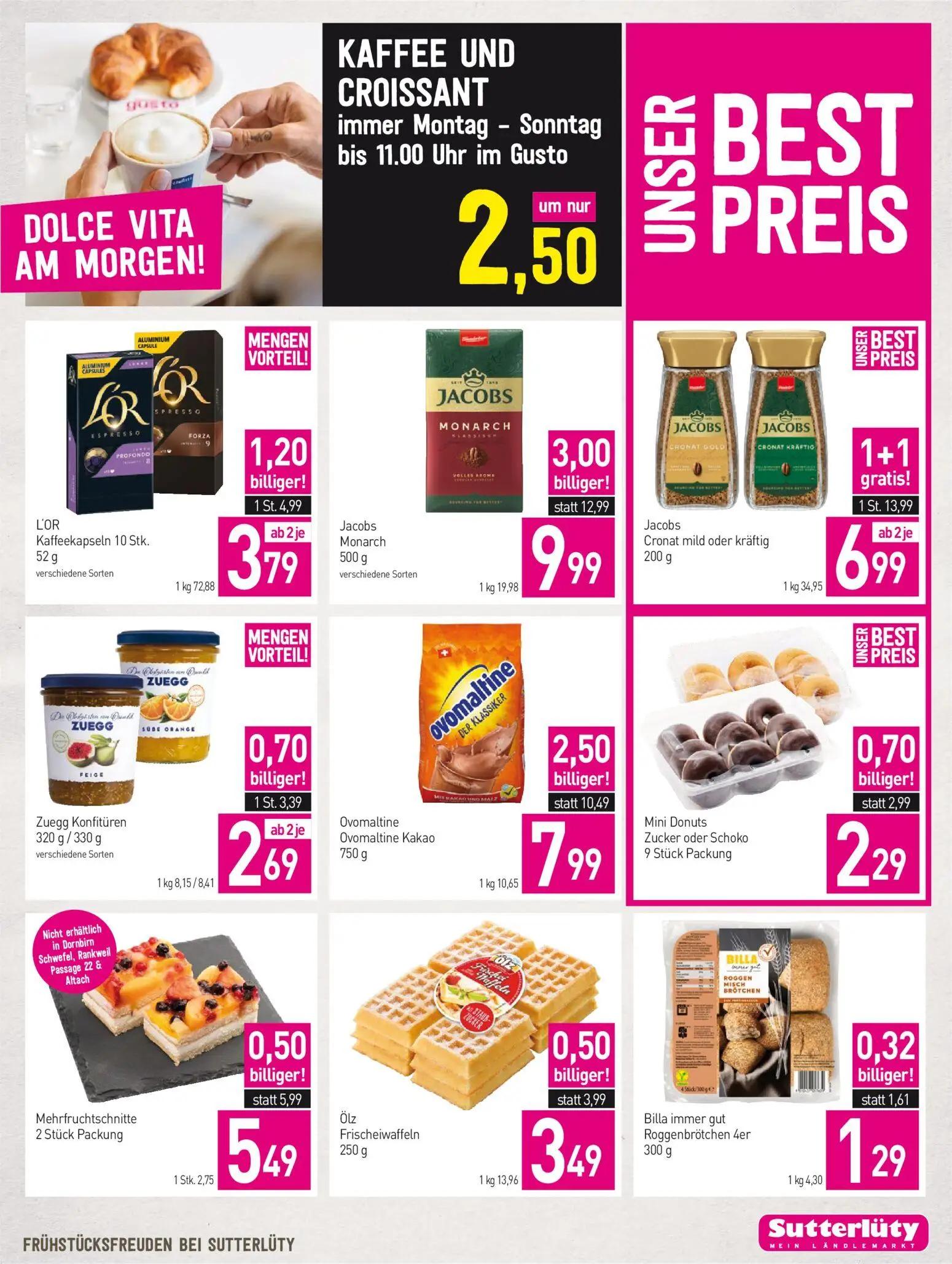 Sutterlüty Prospekt, Seite 3 von 20 — Jacobs Cronat mild oder kräftig, Jacobs Monarch, Ovomaltine Ovomaltine Kakao