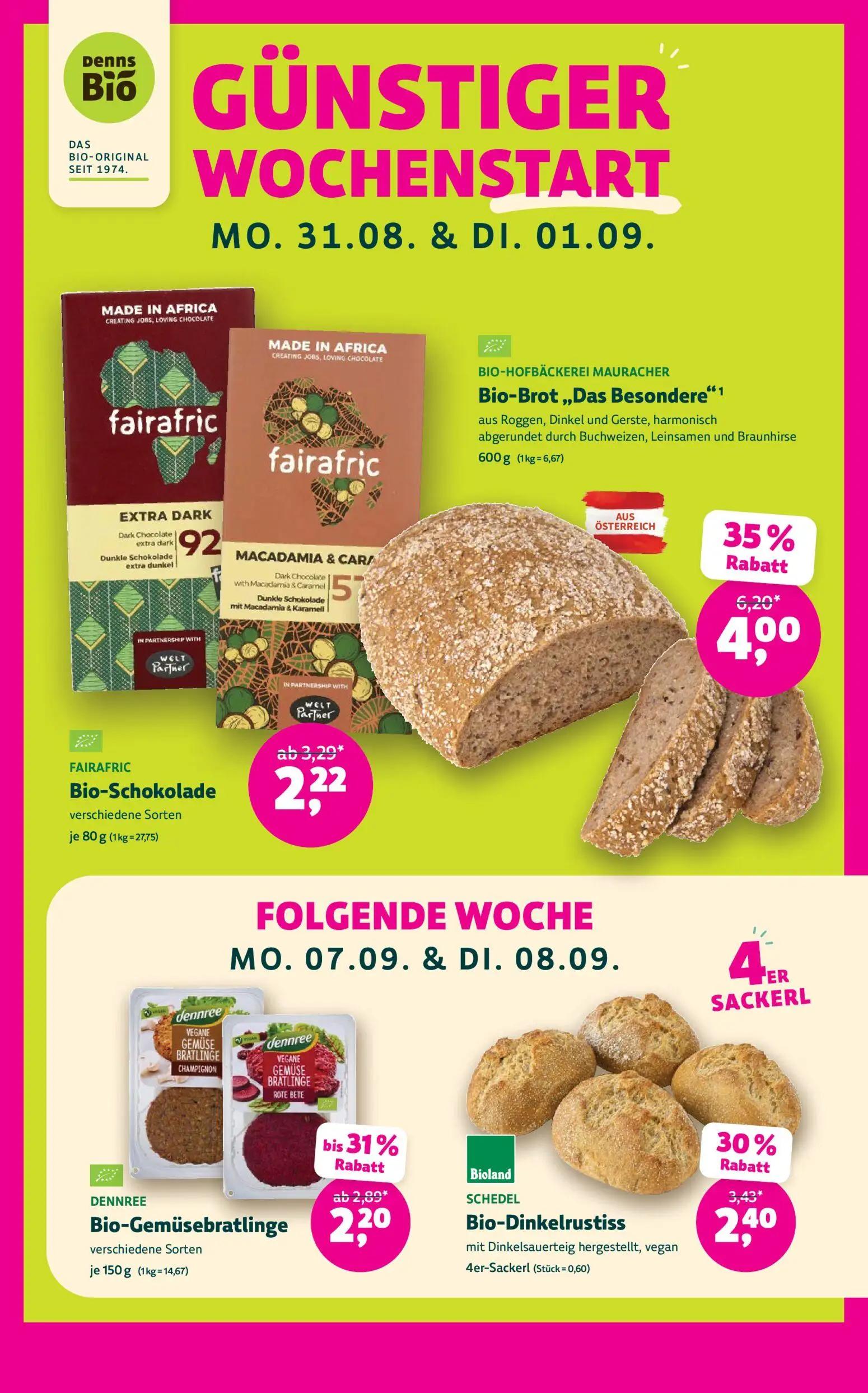 Denns BioMarkt Prospekt, Seite 5 von 14 — Bio-Brot „Das Besondere“, Bio-Schokolade, Bio-Dinkelrustiss