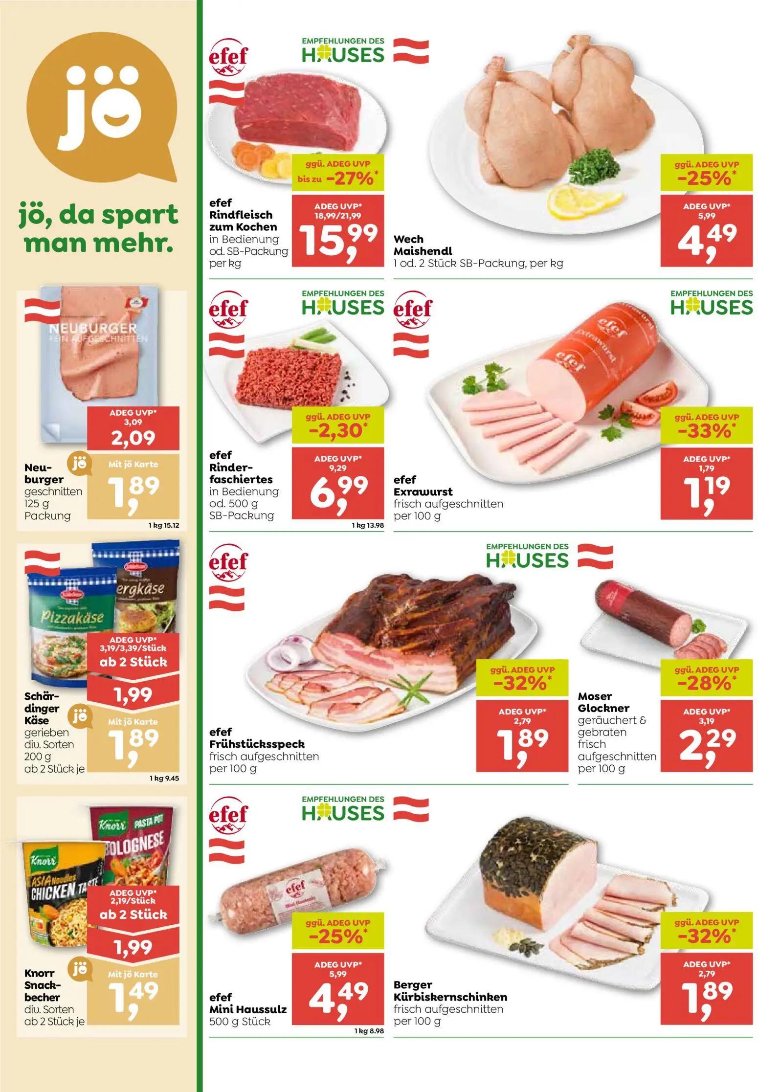 ADEG Prospekt, Seite 4 von 8 — efef Rindfleisch zum Kochen in Bedienung od. SB-Packung, efef Rinderfaschiertes in Bedienung …
