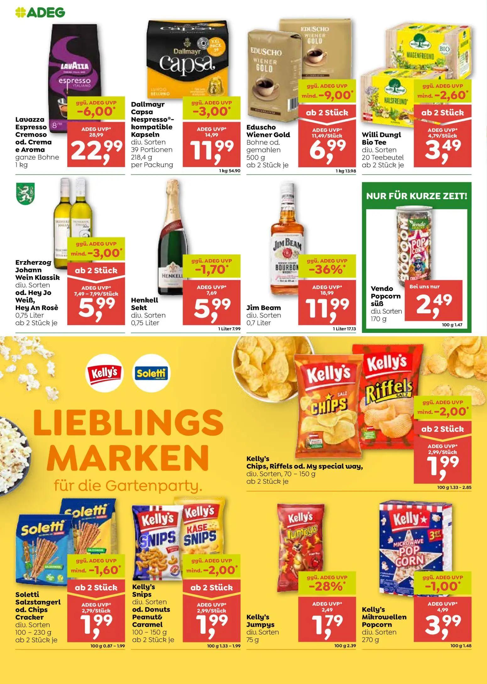 ADEG Prospekt, Seite 6 von 8 — Jim Beam, Lavazza Espresso Cremoso od. Crema e Aroma ganze Bohne, Eduscho Wiener Gold Bohne o…