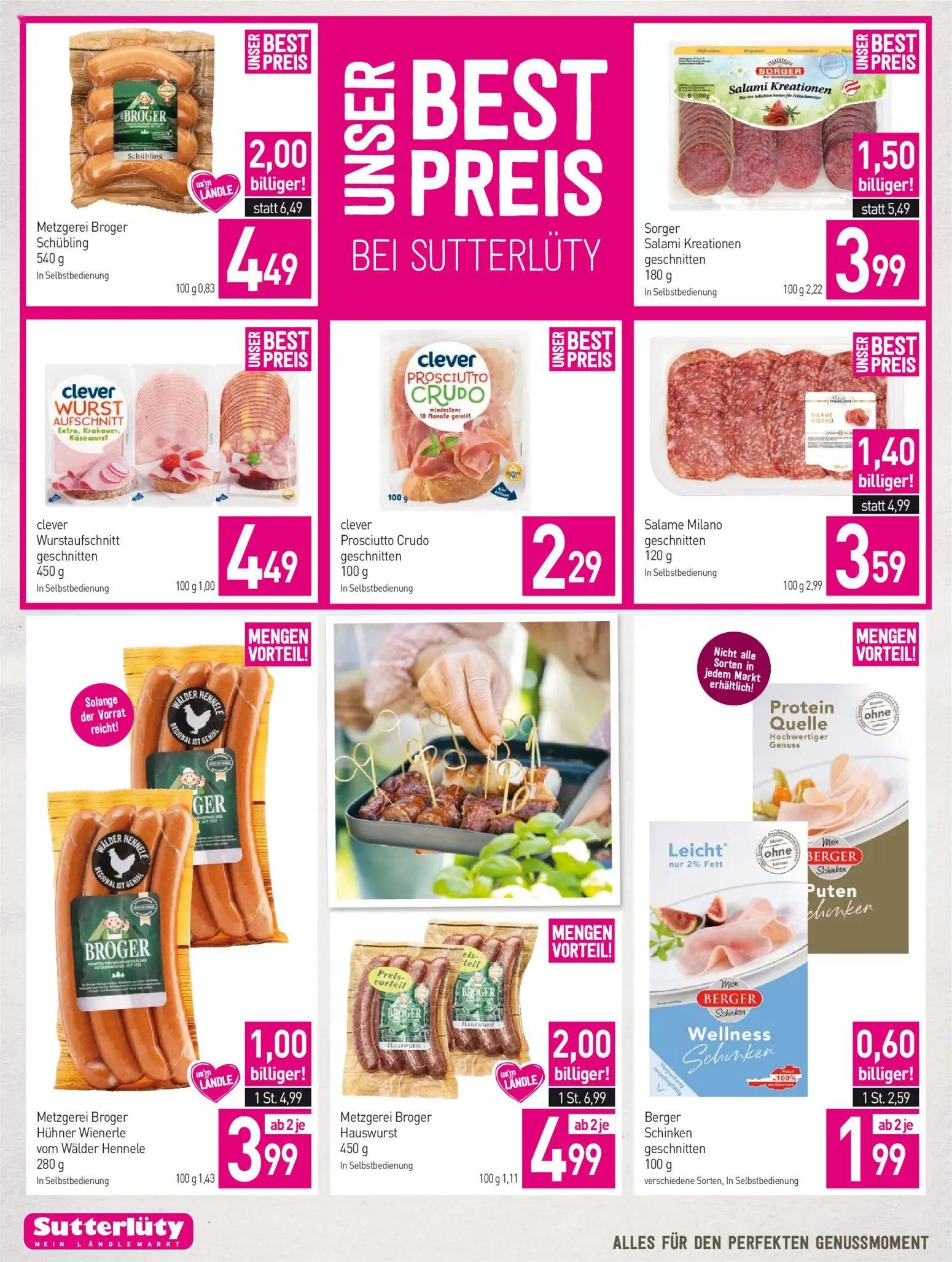 Sutterlüty Prospekt, Seite 6 von 20 — Metzgerei Broger Schübling, Metzgerei Broger Hauswurst, Sorger Salami Kreationen gesch…