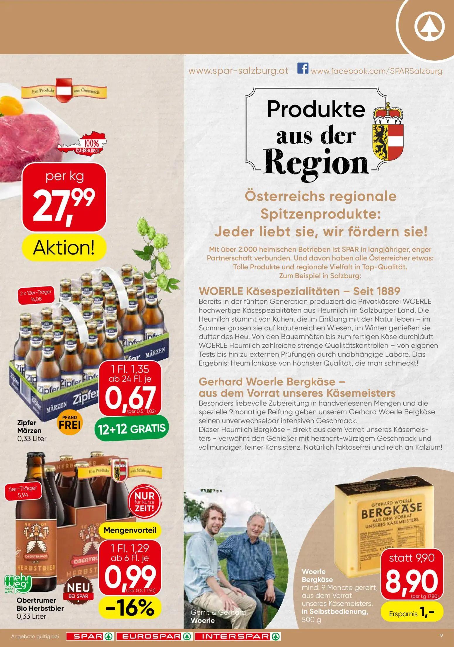 Spar Prospekt, Seite 9 von 20 — Zipfer Märzen, Obertrumer Bio Herbstbier
