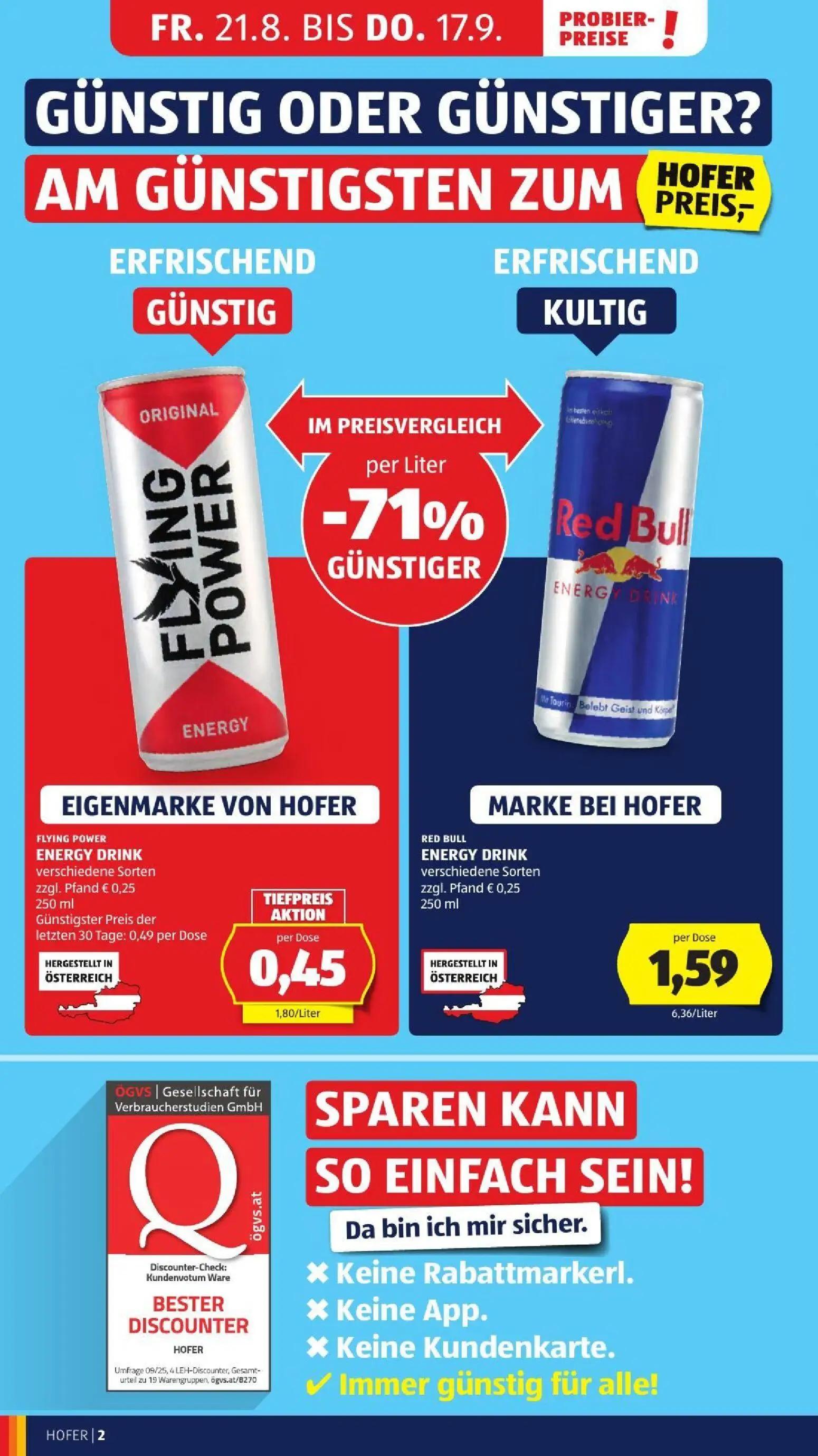 Hofer Prospekt, Seite 4 von 45 — FLYING POWER ENERGY DRINK, RED BULL ENERGY DRINK