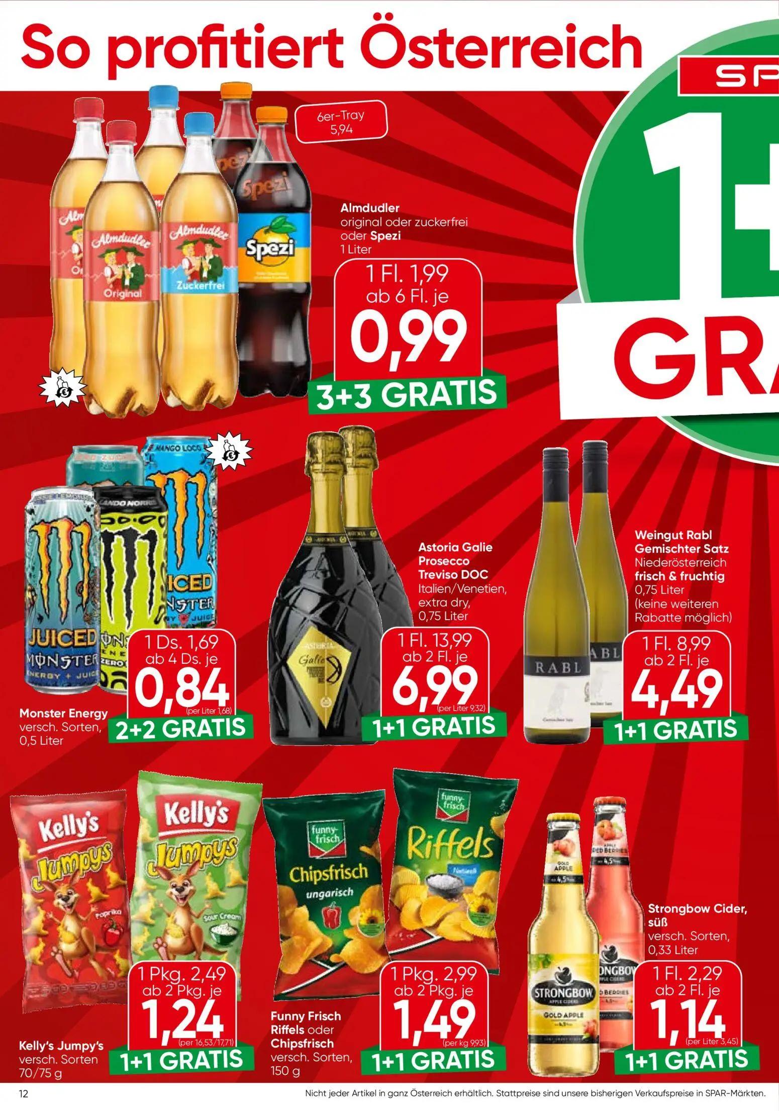 Spar Prospekt, Seite 12 von 20 — Astoria Galie Prosecco Treviso DOC Italien/Venetien, extra dry, Weingut Rabl Gemischter Sat…