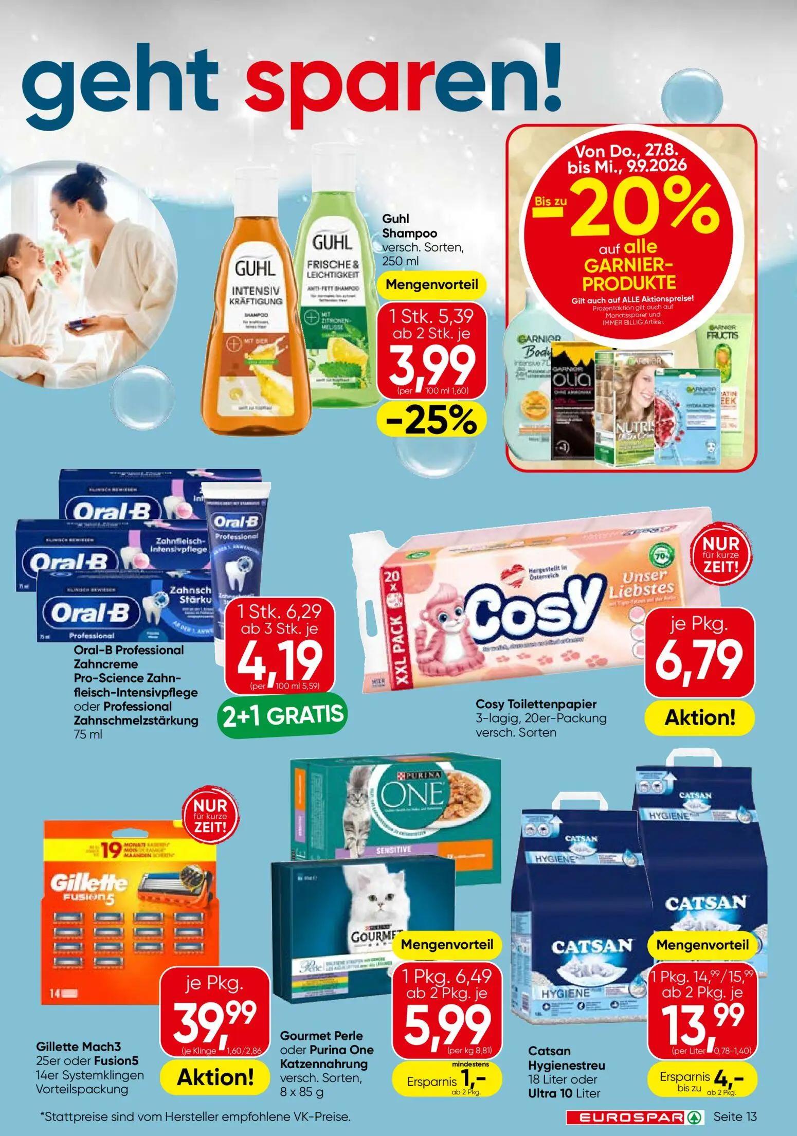 Eurospar Prospekt, Seite 13 von 16 — Oral-B Professional Zahncreme Pro-Science Zahn-fleisch-Intensivpflege oder Professional…