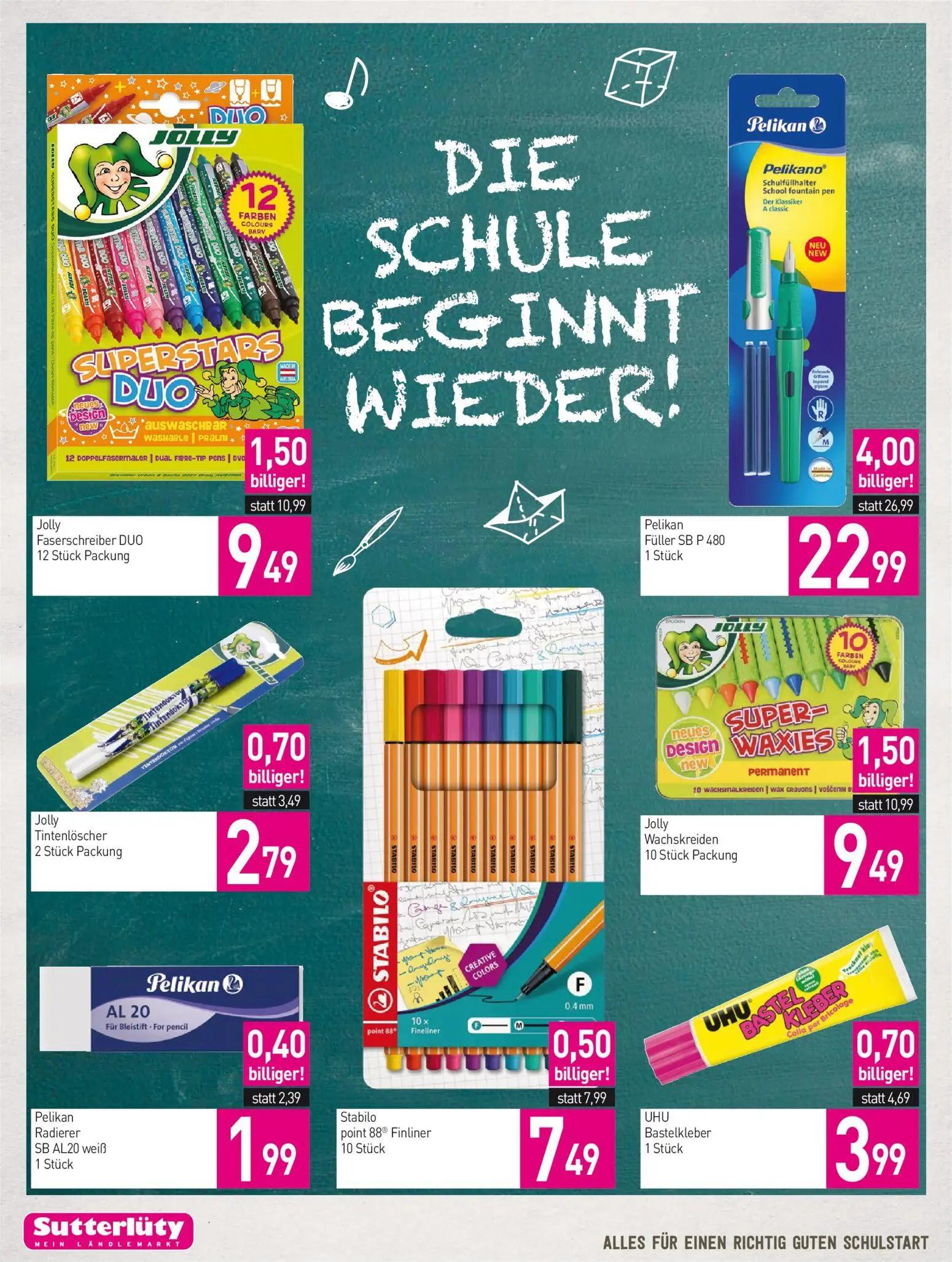 Sutterlüty Prospekt, Seite 16 von 20 — Pelikan Füller SB P 480, Jolly Faserchreiber DUO, Jolly Wachskreiden