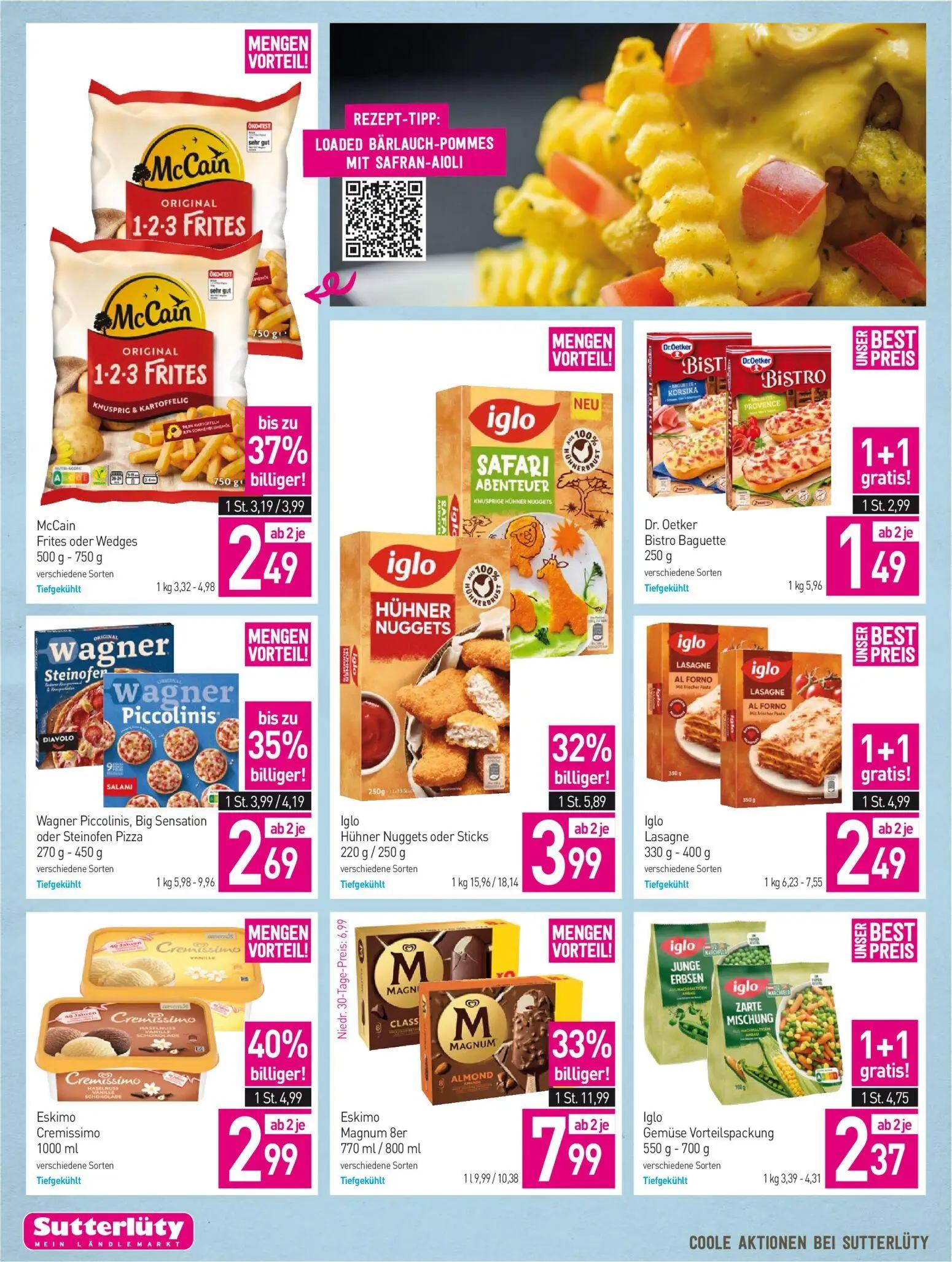 Sutterlüty Prospekt, Seite 18 von 20 — Eskimo Magnum 8er, Iglo Lasagne, Iglo Gemüse Vorteilspackung