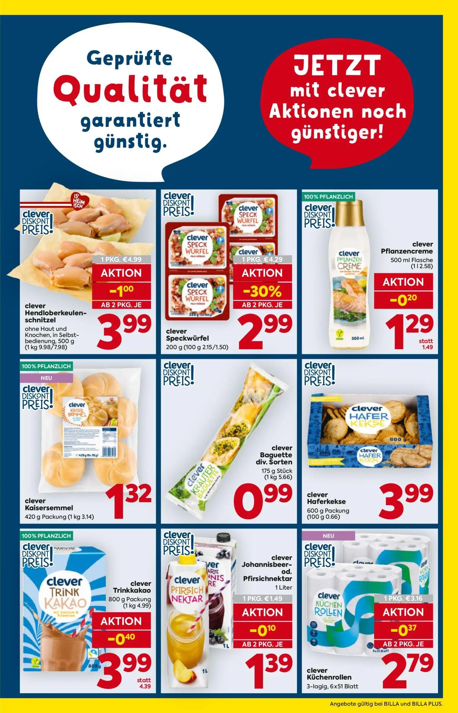Billa Prospekt, Seite 3 von 20 — clever Trinkkakao, clever Kaisersemmel, clever Baguette