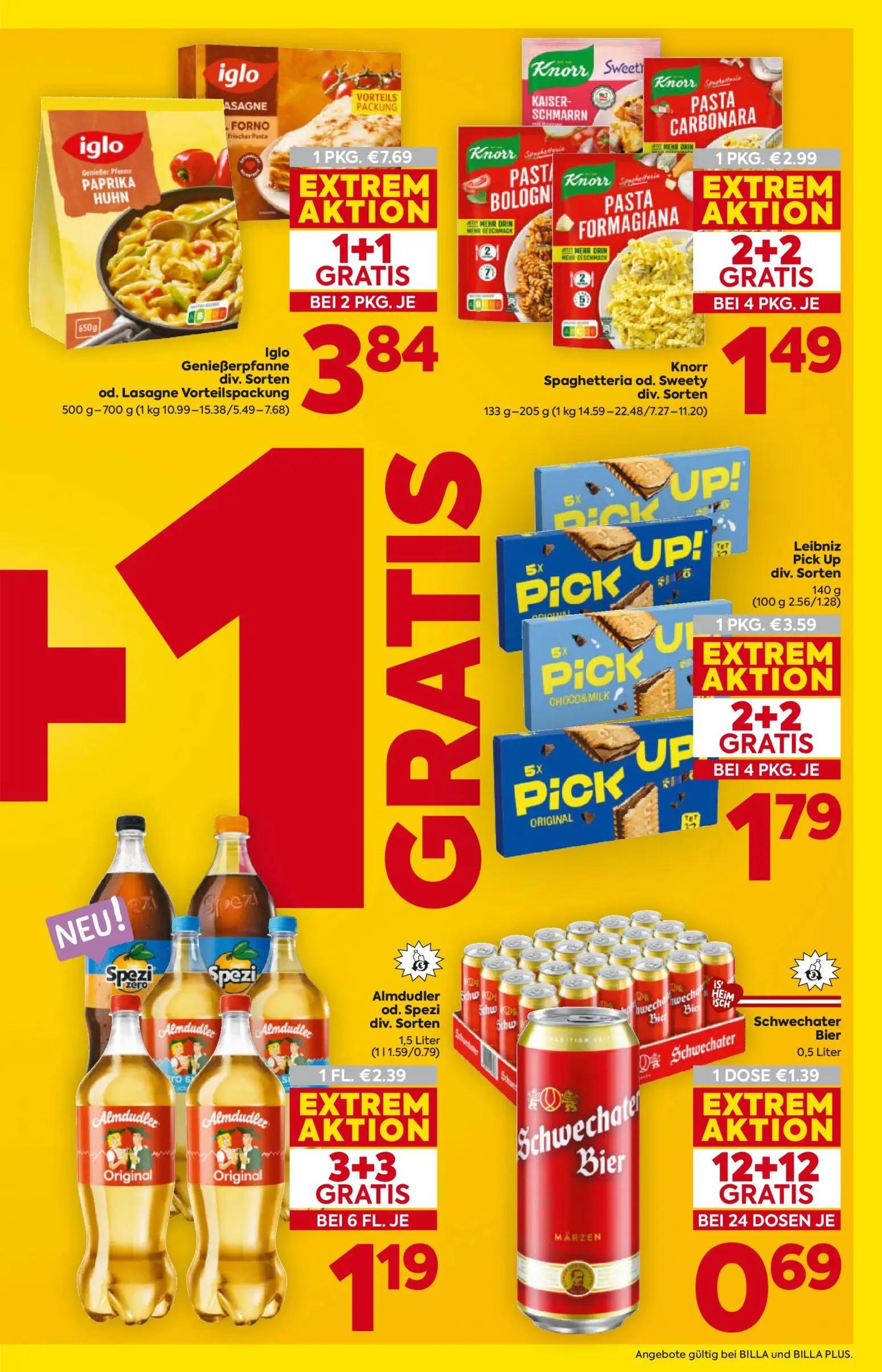Billa Prospekt, Seite 5 von 20 — Leibniz Pick Up div. Sorten, Schwechater Bier