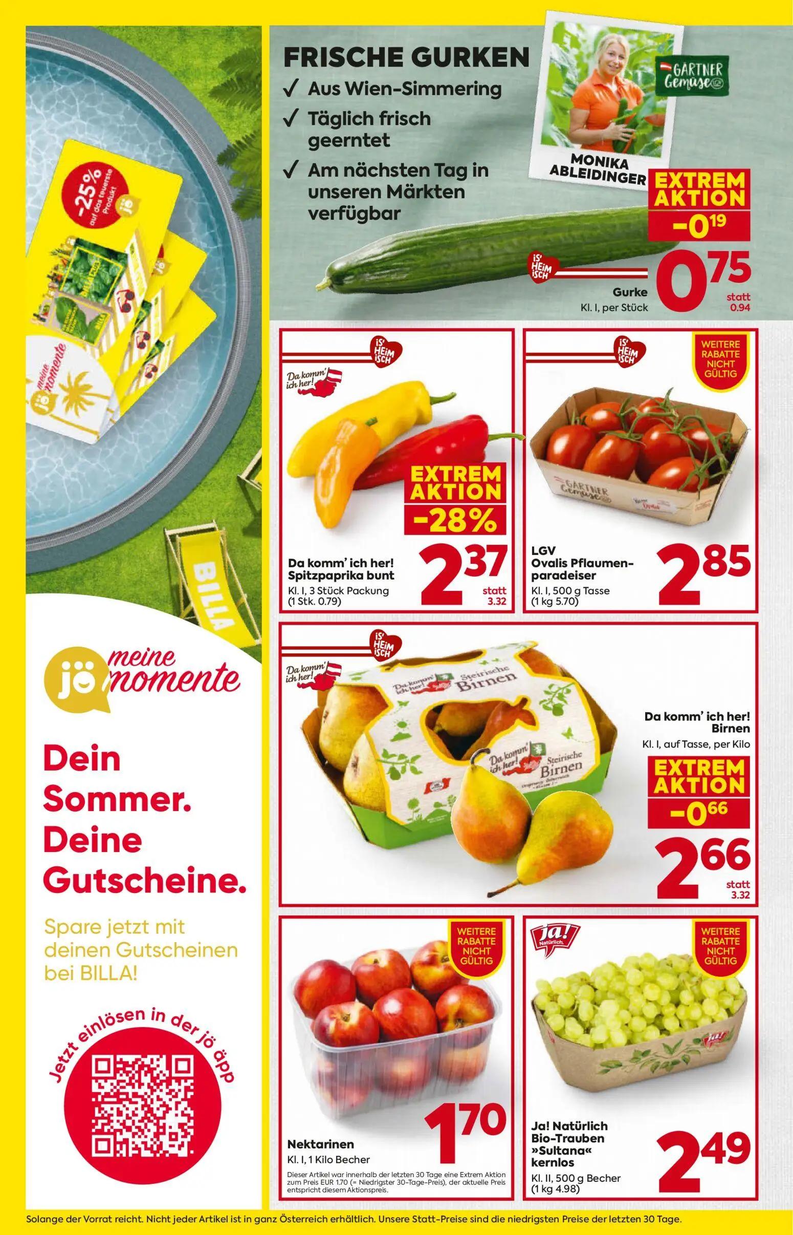 Billa Prospekt, Seite 8 von 20 — Spitzpaprika bunt, Gurke