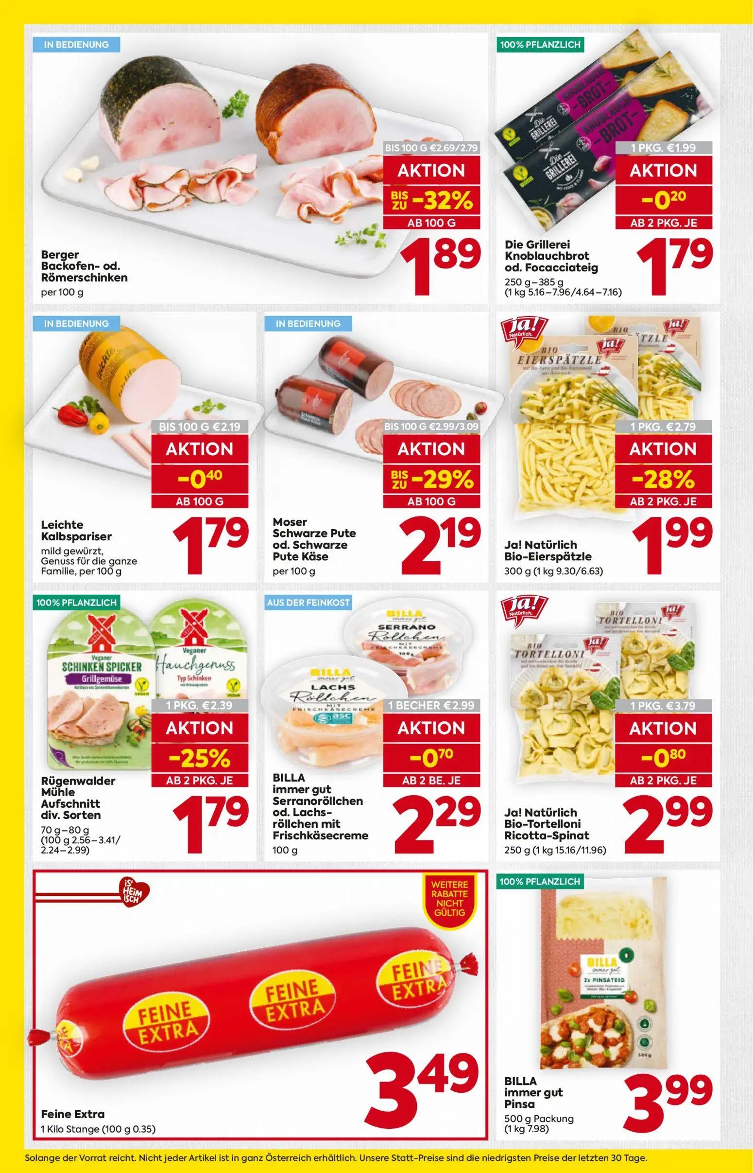 Billa Prospekt, Seite 10 von 20 — Die Grillerei Knoblauchbrot od. Focacciateig