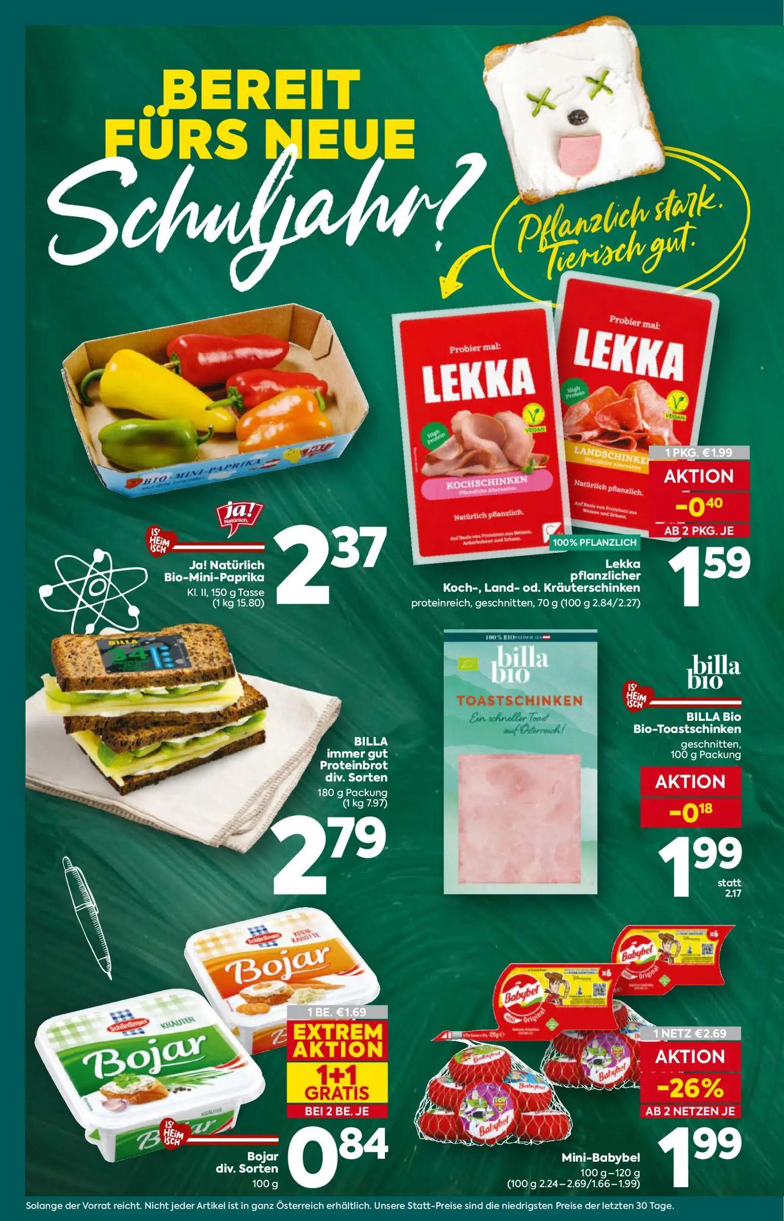 Billa Plus Prospekt, Seite 8 von 20 — Bojar div. Sorten, Mini-Babybel, Lekka pflanzlicher Koch-, Land- od. Kräuterschinken
