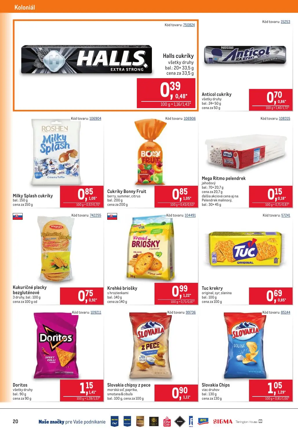 Metro leták, strana 20 z 40 — Halls cukríky, Anticol cukríky, Milky Splash cukríky