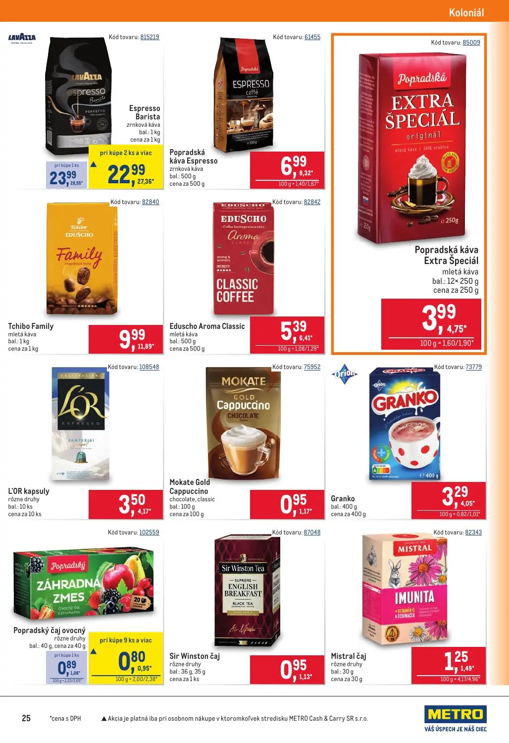 Metro leták, strana 25 z 40 — Espresso Barista zrnková káva, Espresso Barista zrnková káva, Popradská káva Espresso zrnková …