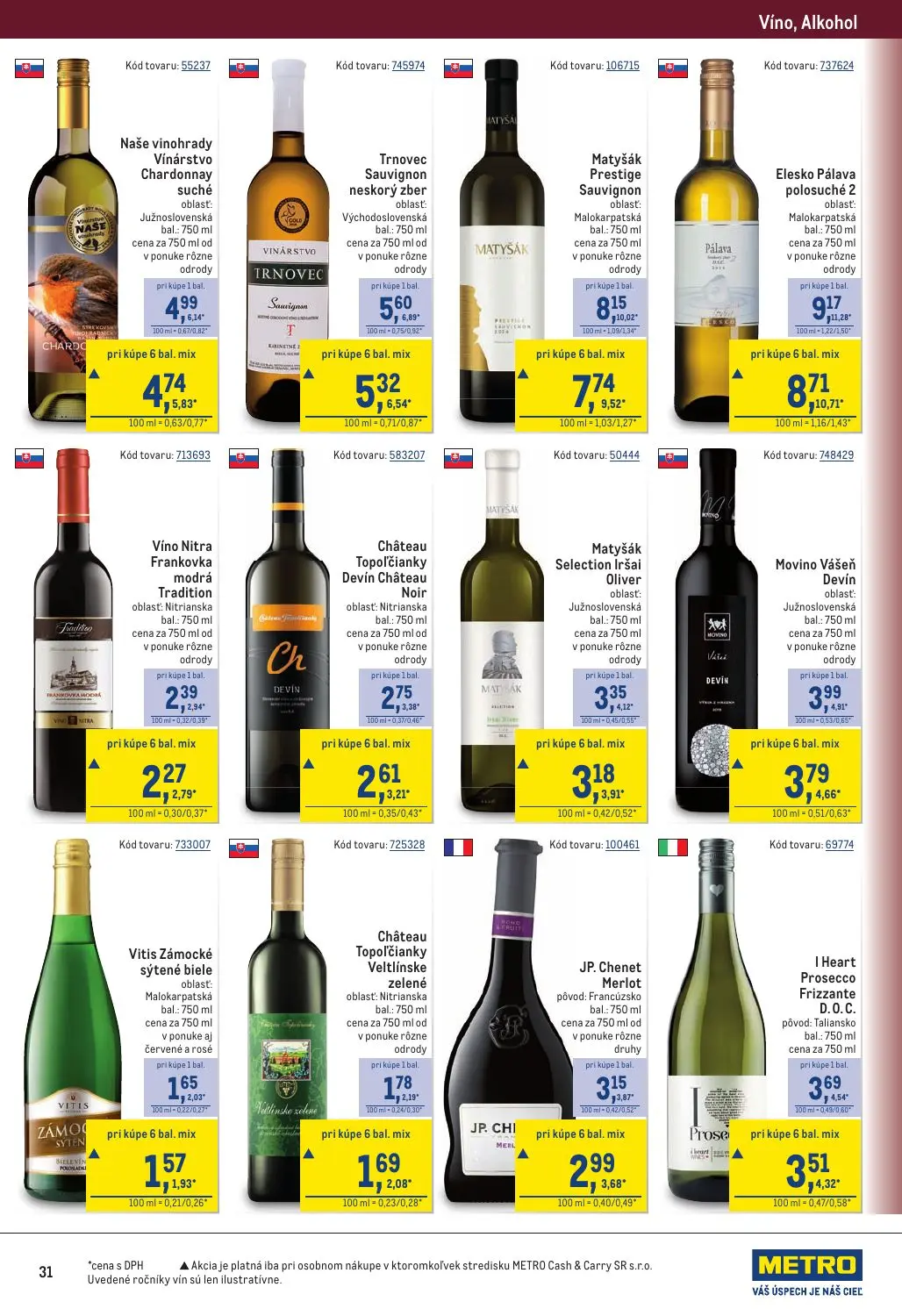 Metro leták, strana 31 z 40 — Elesko Pálava polosuché 2, Matyšák Prestige Sauvignon, Trnovec Sauvignon neskorý zber