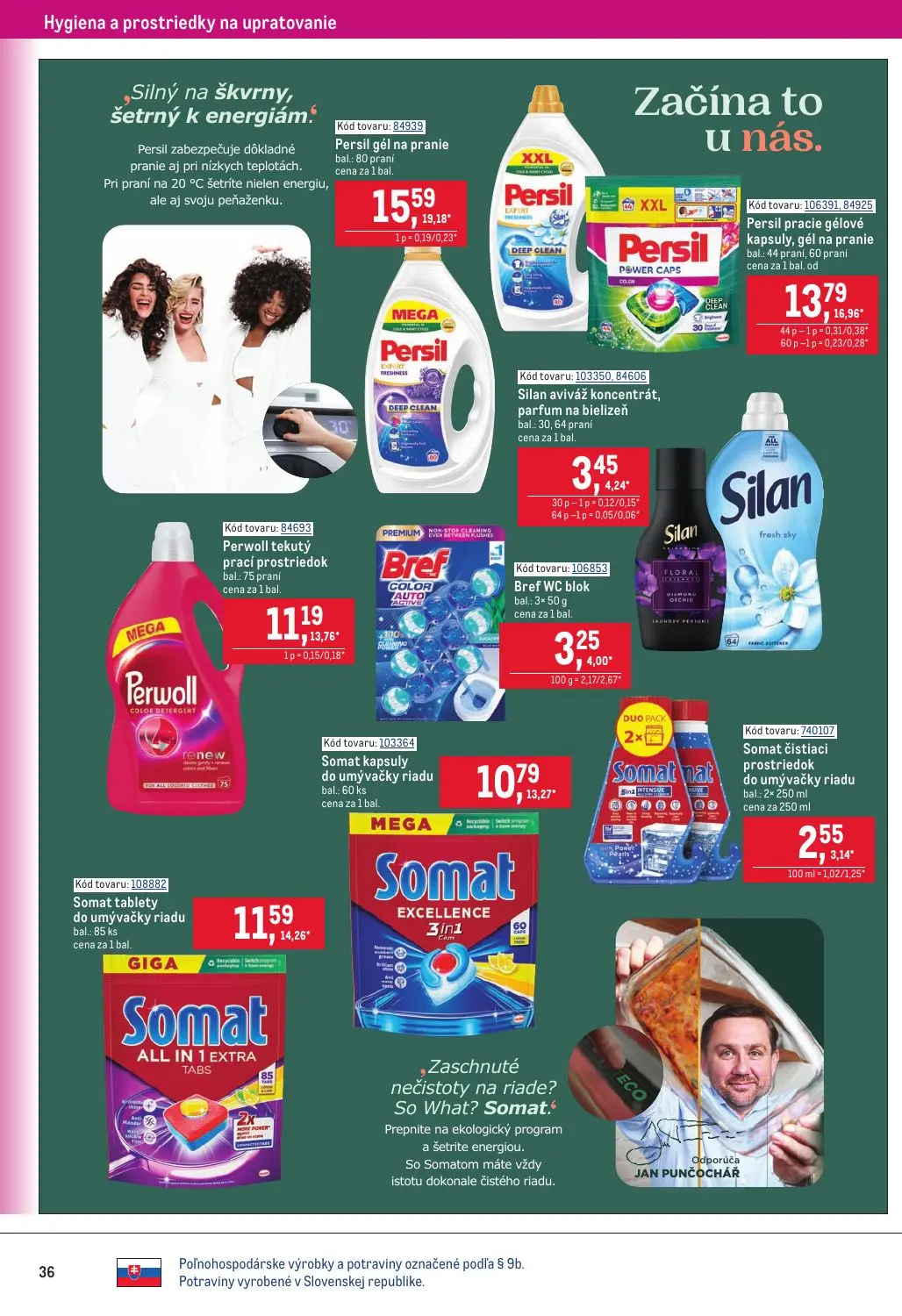 Metro leták, strana 36 z 40 — Persil gél na pranie, Persil pracie gélové kapsuly, gél na pranie, Silan aviváž koncentrát, pa…