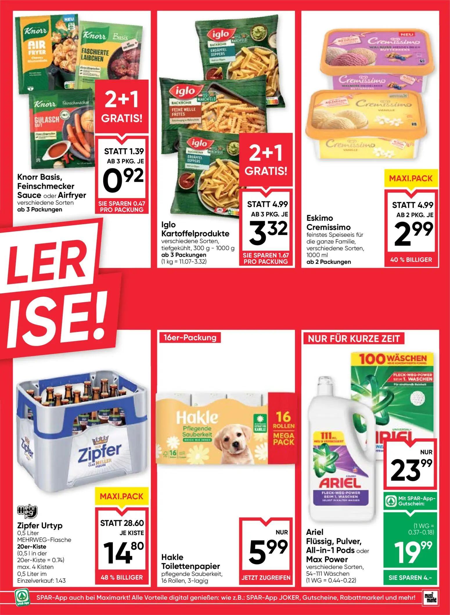 Maximarkt Prospekt, Seite 3 von 24 — Zipfer Urtyp, Ariel Flüssig, Pulver, All-in-1 Pods oder Max Power, Eskimo Cremissimo