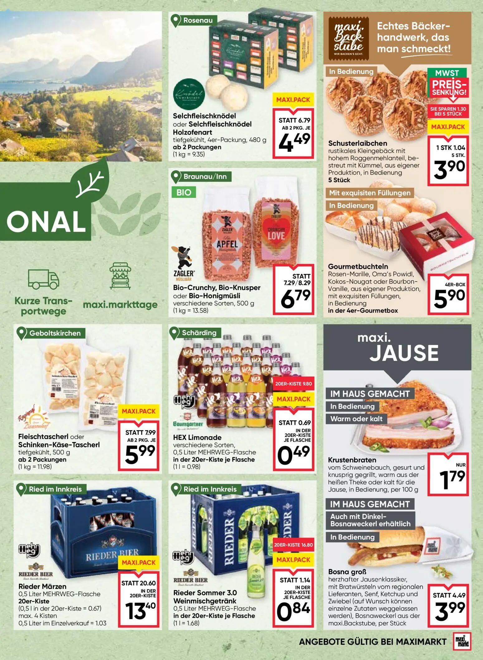 Maximarkt Prospekt, Seite 5 von 24 — Rieder Märzen, Selchfleischknödel oder Selchfleischknödel Holzofenart, Fleischtascherl …