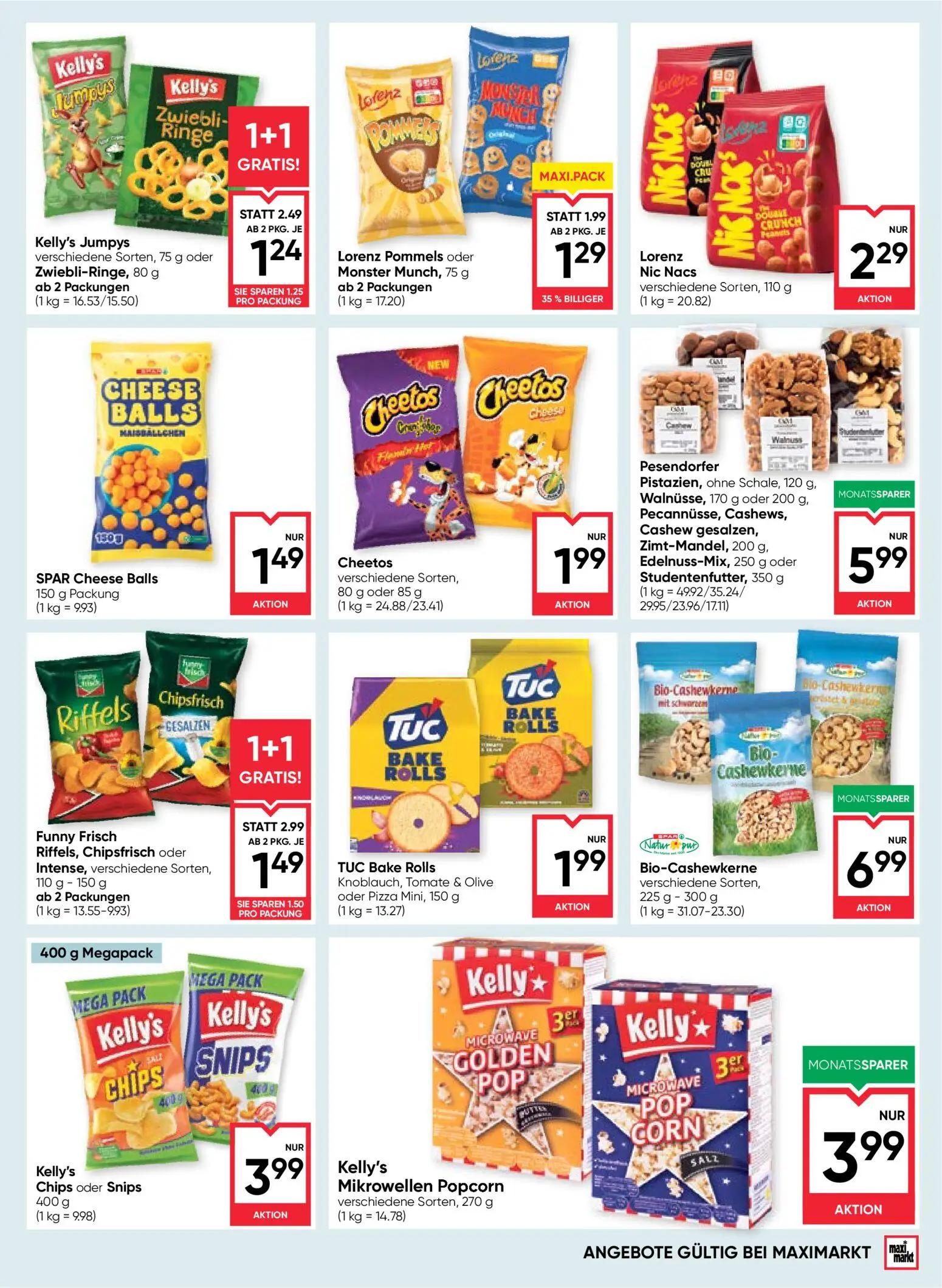 Maximarkt Prospekt, Seite 11 von 24 — Funny Frisch Riffels, Chipsfrisch oder Intense, Kelly's Jumpys verschiedene Sorten ode…