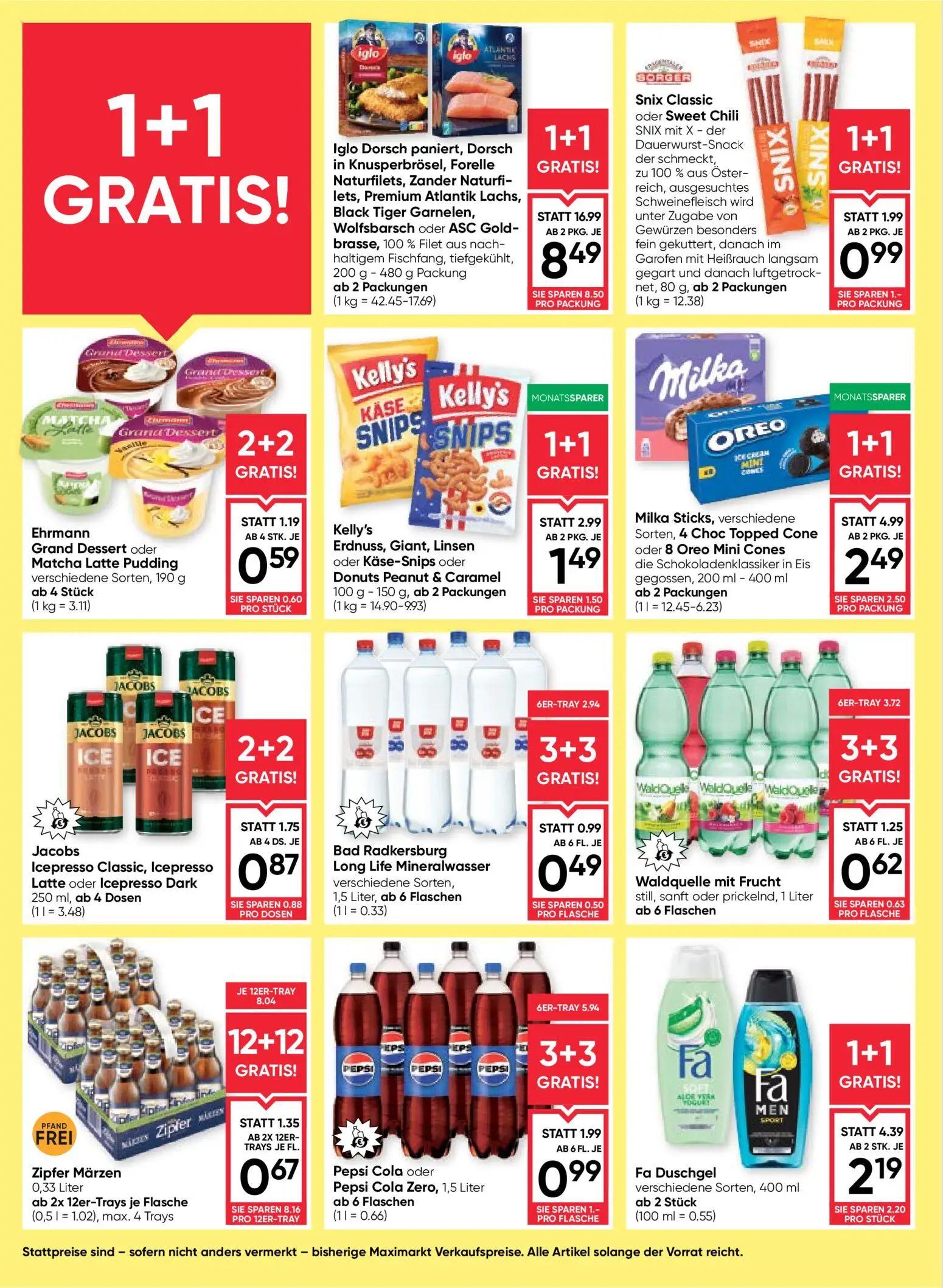 Maximarkt Prospekt, Seite 14 von 24 — Iglo Dorsch paniert, Dorsch in Knusperbrösel, Forelle Naturfilets, Zander Naturfilets,…