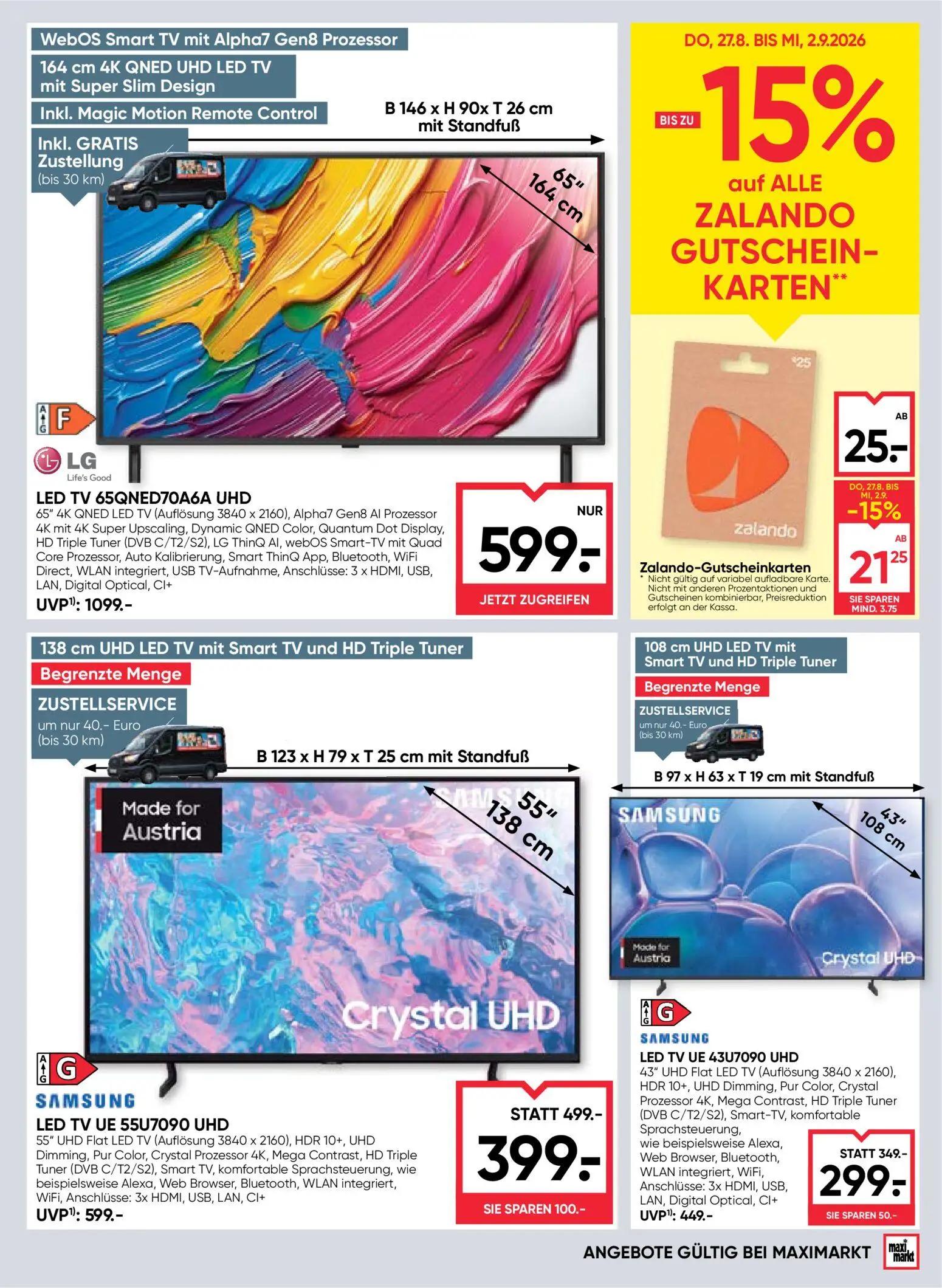 Maximarkt Prospekt, Seite 21 von 24 — LED TV 65QNED70A6A UHD, LED TV UE 55U7090 UHD, LED TV UE 43U7090 UHD