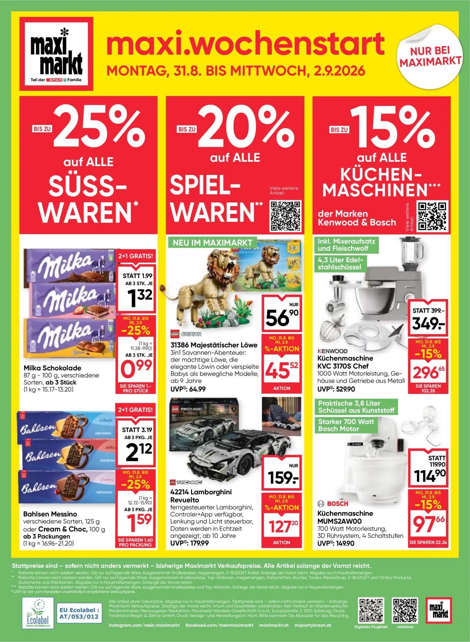 Maximarkt Prospekt, Seite 24 von 24 — KENWOOD Küchenmaschine KVC 3170S Chef, 42214 Lamborghini Revuelto, BOSCH Küchenmaschin…